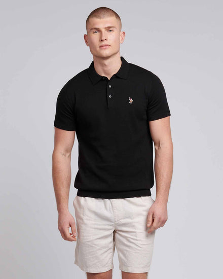 Mens Combed Cotton Polo Shirt in Black / Multicolour DHM