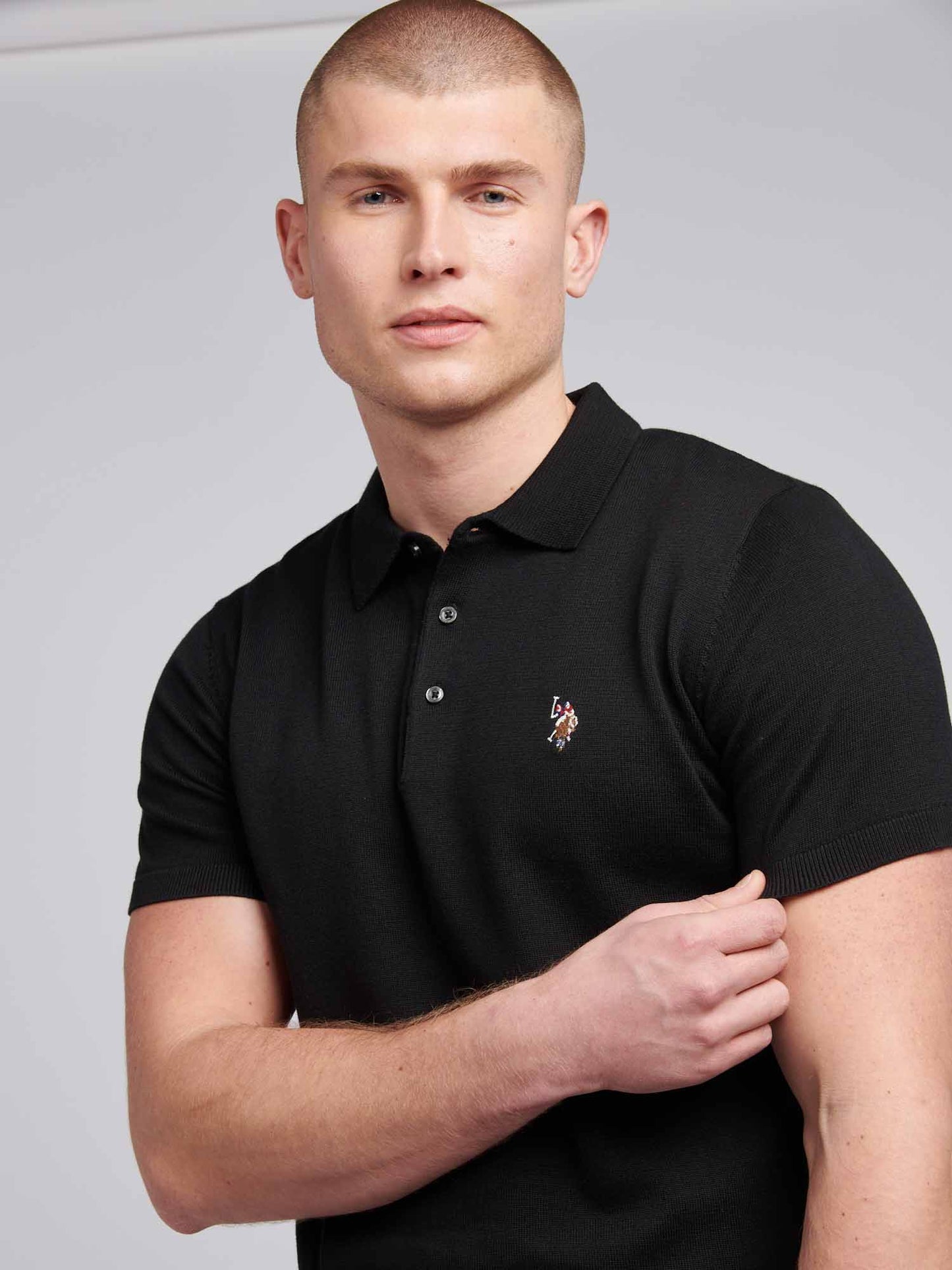 Mens Combed Cotton Polo Shirt in Black / Multicolour DHM