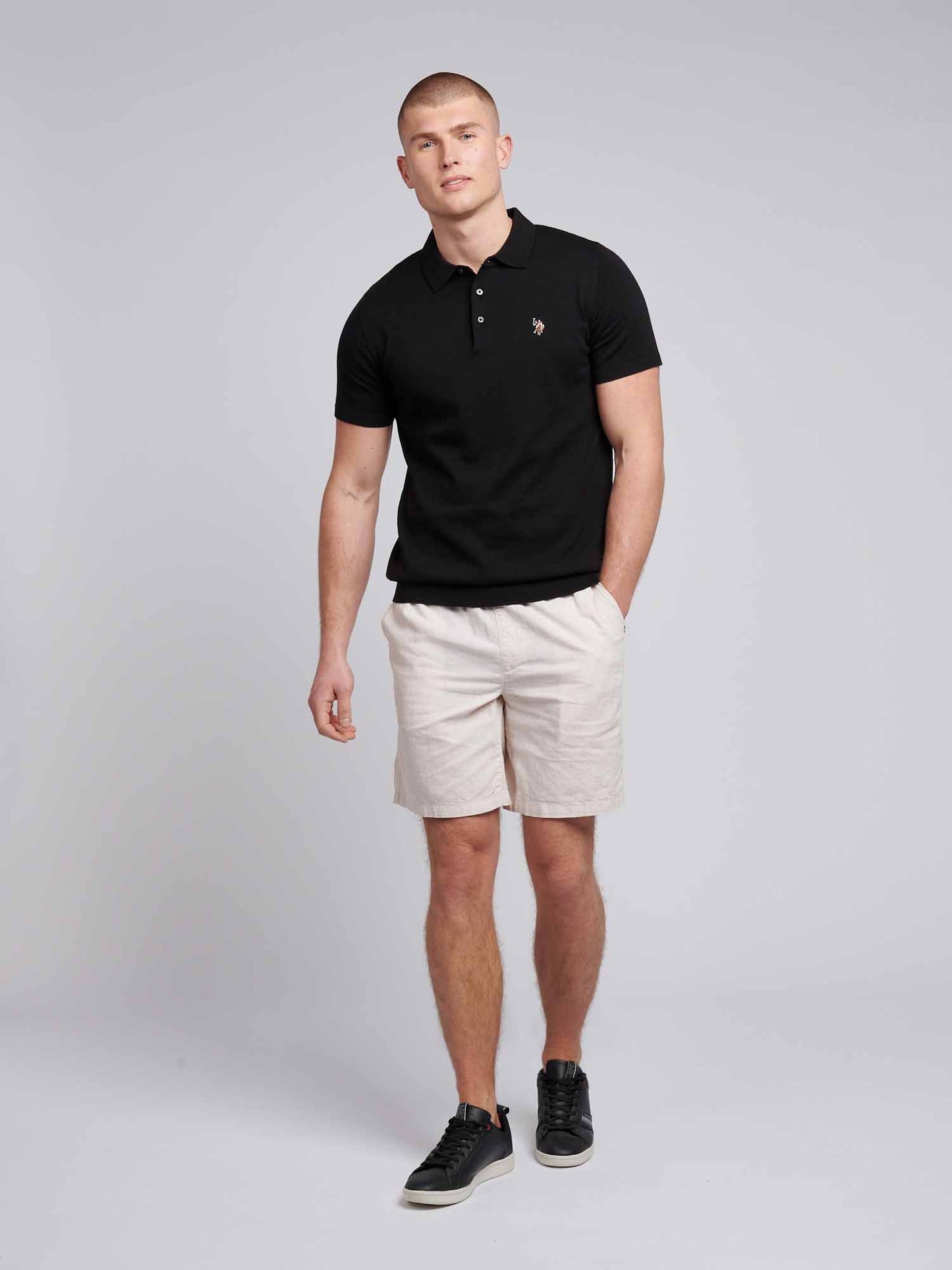 Mens Combed Cotton Polo Shirt in Black / Multicolour DHM
