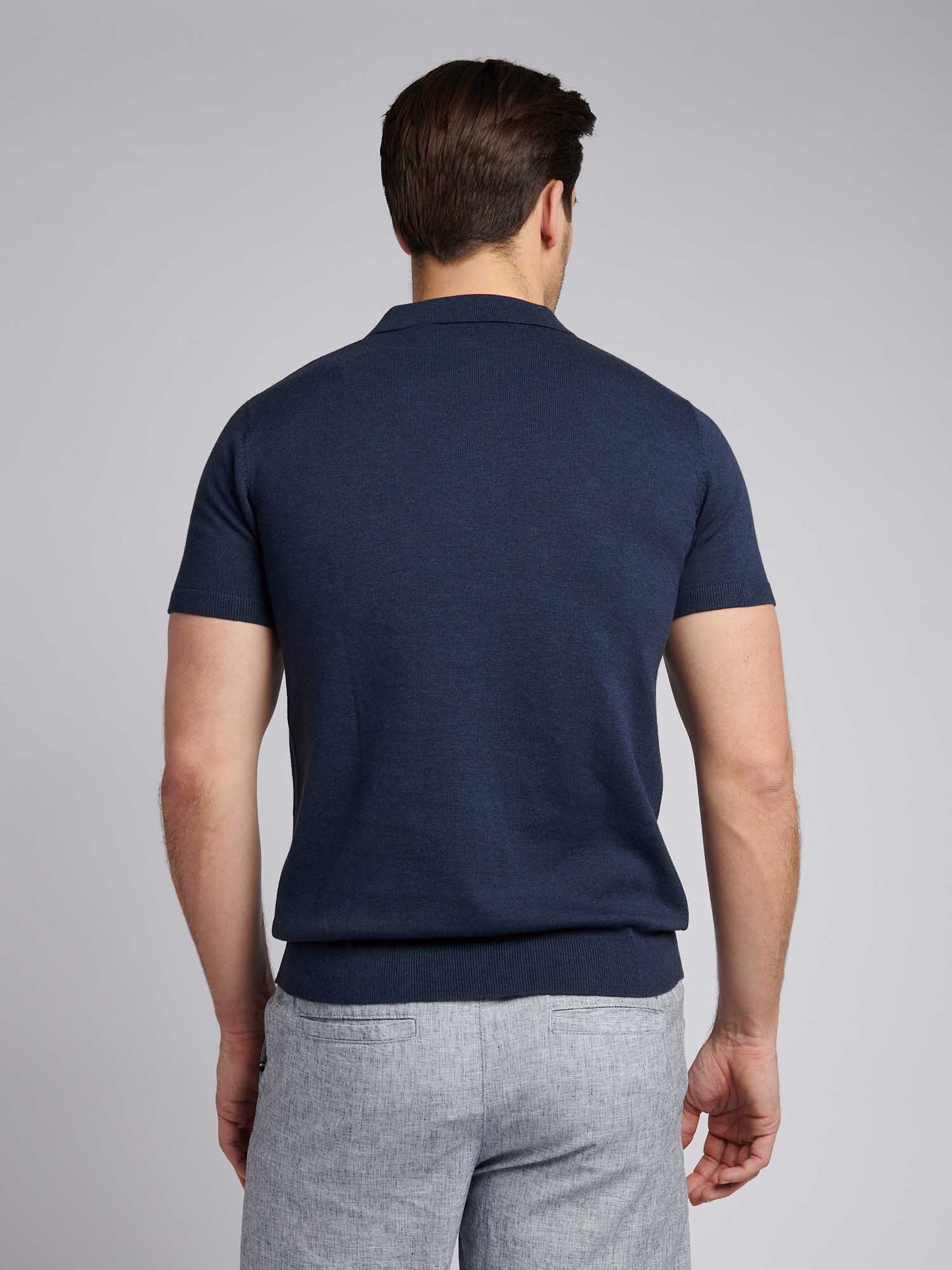 Mens Combed Cotton Polo Shirt in Denim Blue Marl / Multicoloured DHM