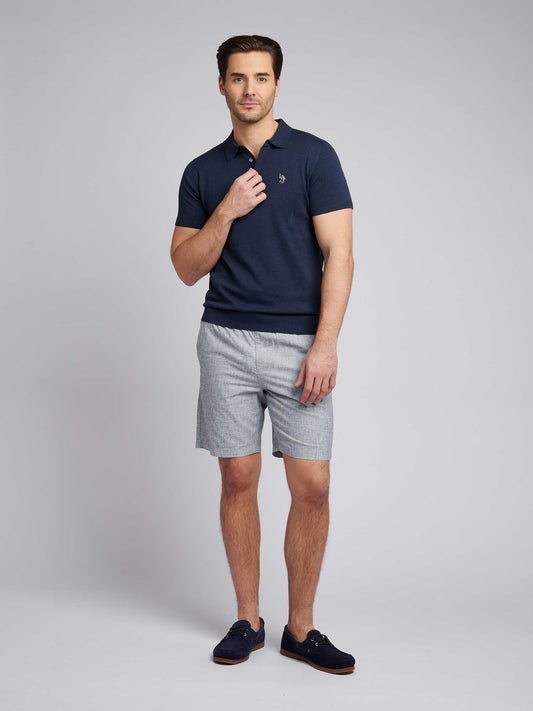 Mens Combed Cotton Polo Shirt in Denim Blue Marl / Multicoloured DHM