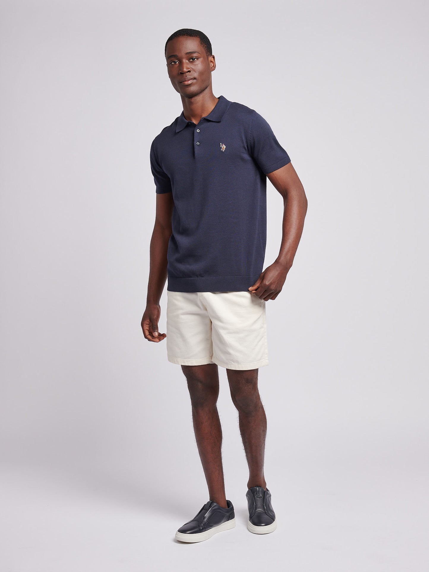 Mens Combed Cotton Polo Shirt in Dark Sapphire Navy / Multi Coloured DHM