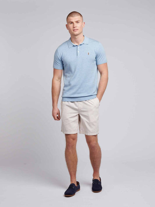 Mens Combed Cotton Polo Shirt in Parisian Blue Marl / Multi Coloured DHM