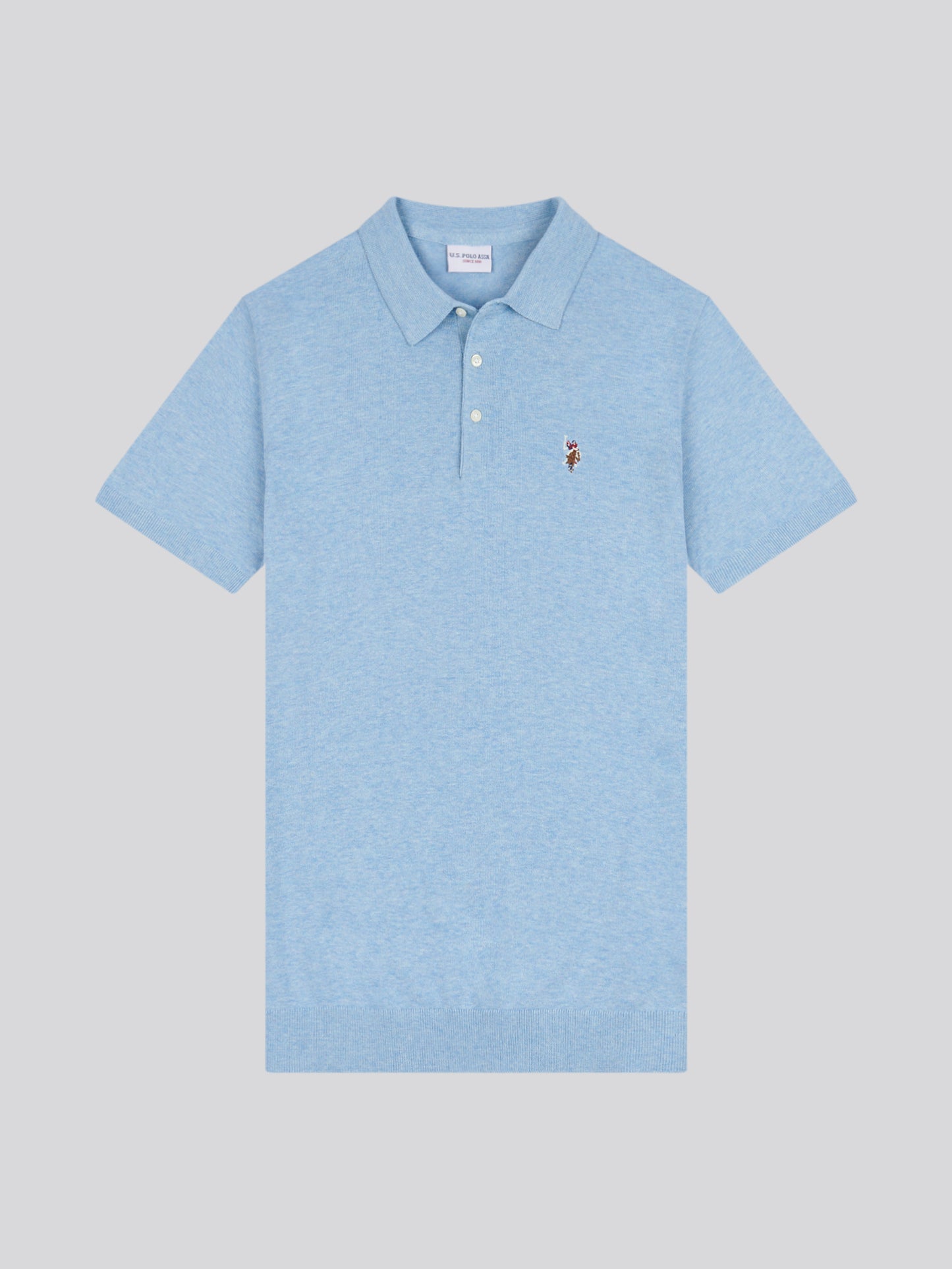 Mens Combed Cotton Polo Shirt in Parisian Blue Marl / Multi Coloured DHM