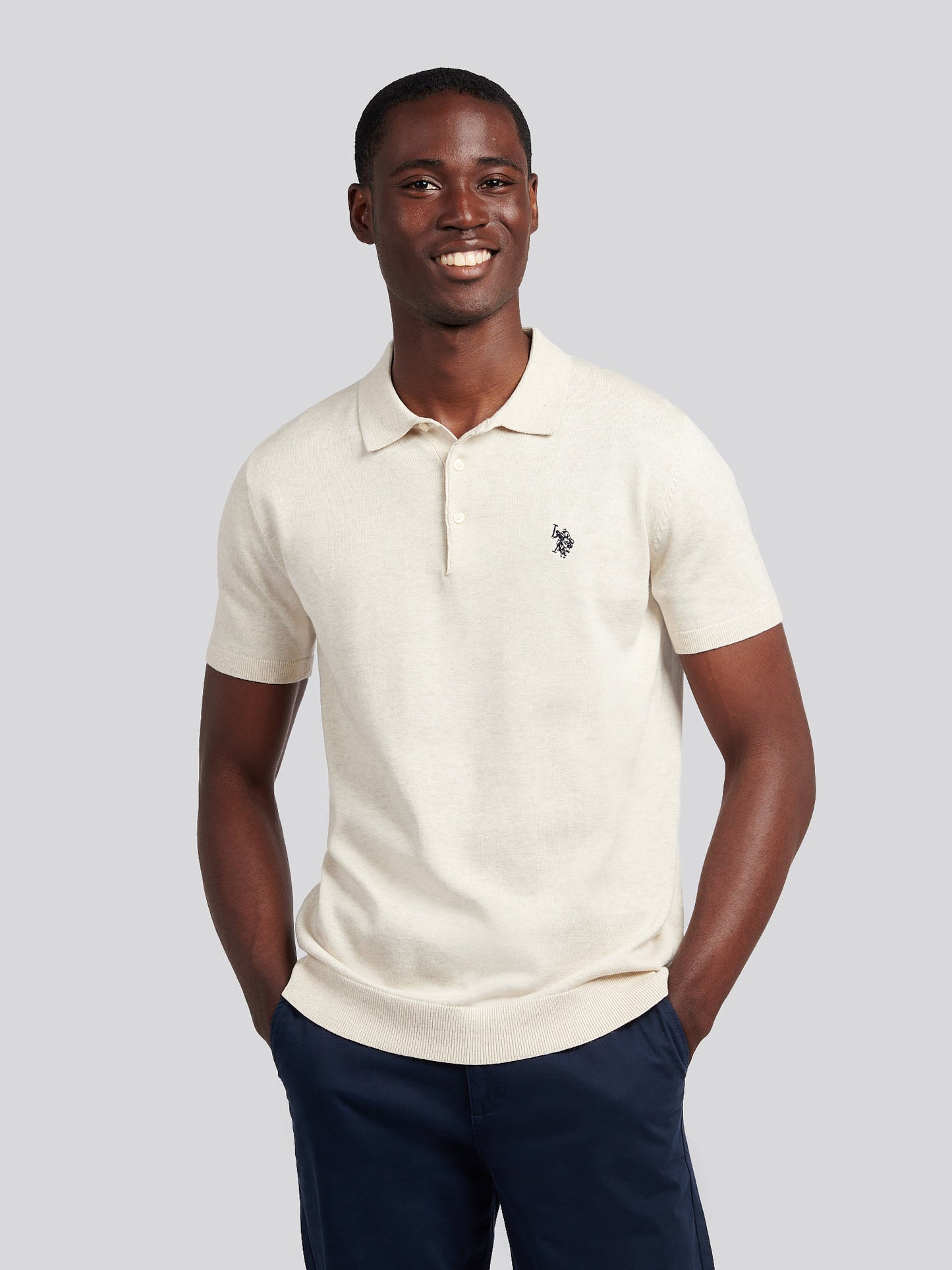 Mens Combed Cotton Polo Shirt in Birch Marl / Multi Coloured DHM