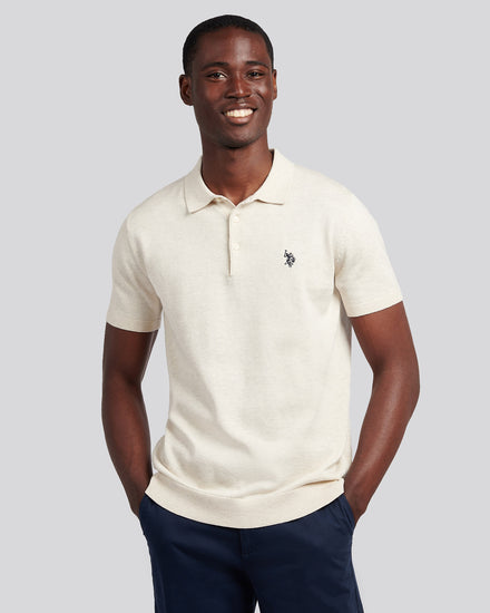 Mens Combed Cotton Polo Shirt in Birch Marl / Multi Coloured DHM