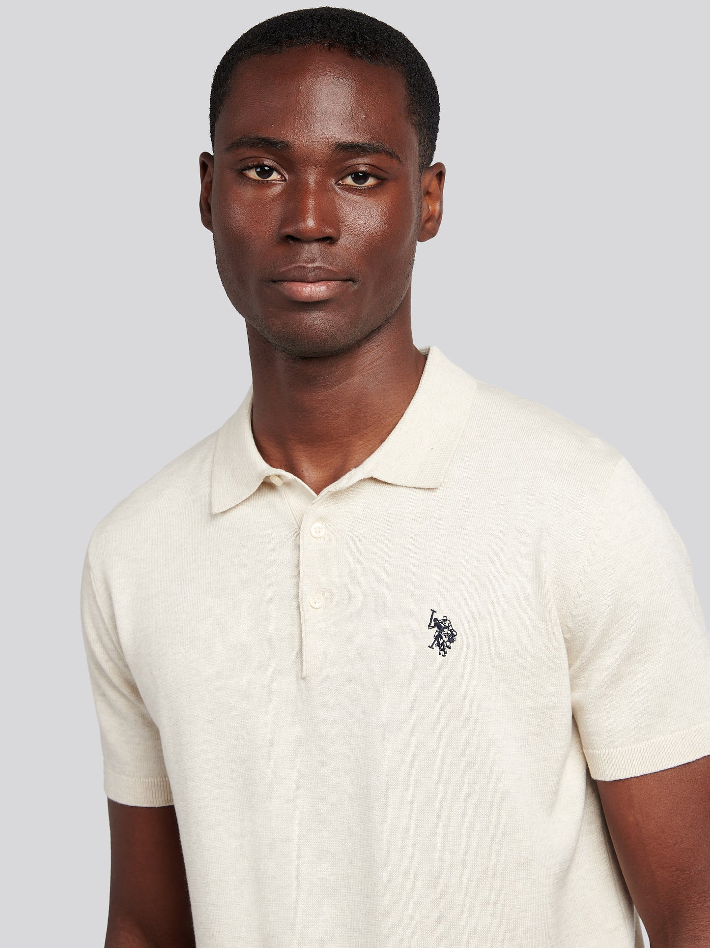 Mens Combed Cotton Polo Shirt in Birch Marl / Multi Coloured DHM