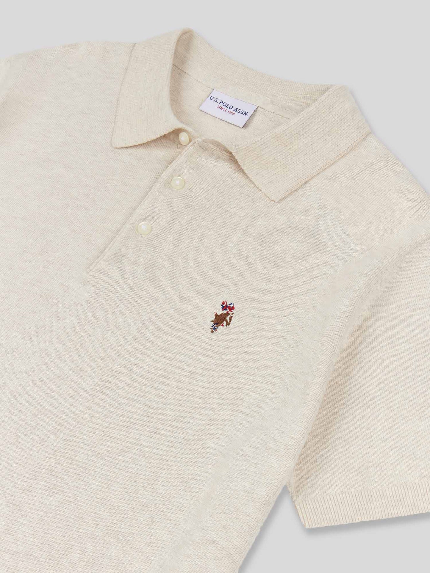 Mens Combed Cotton Polo Shirt in Birch Marl / Multi Coloured DHM