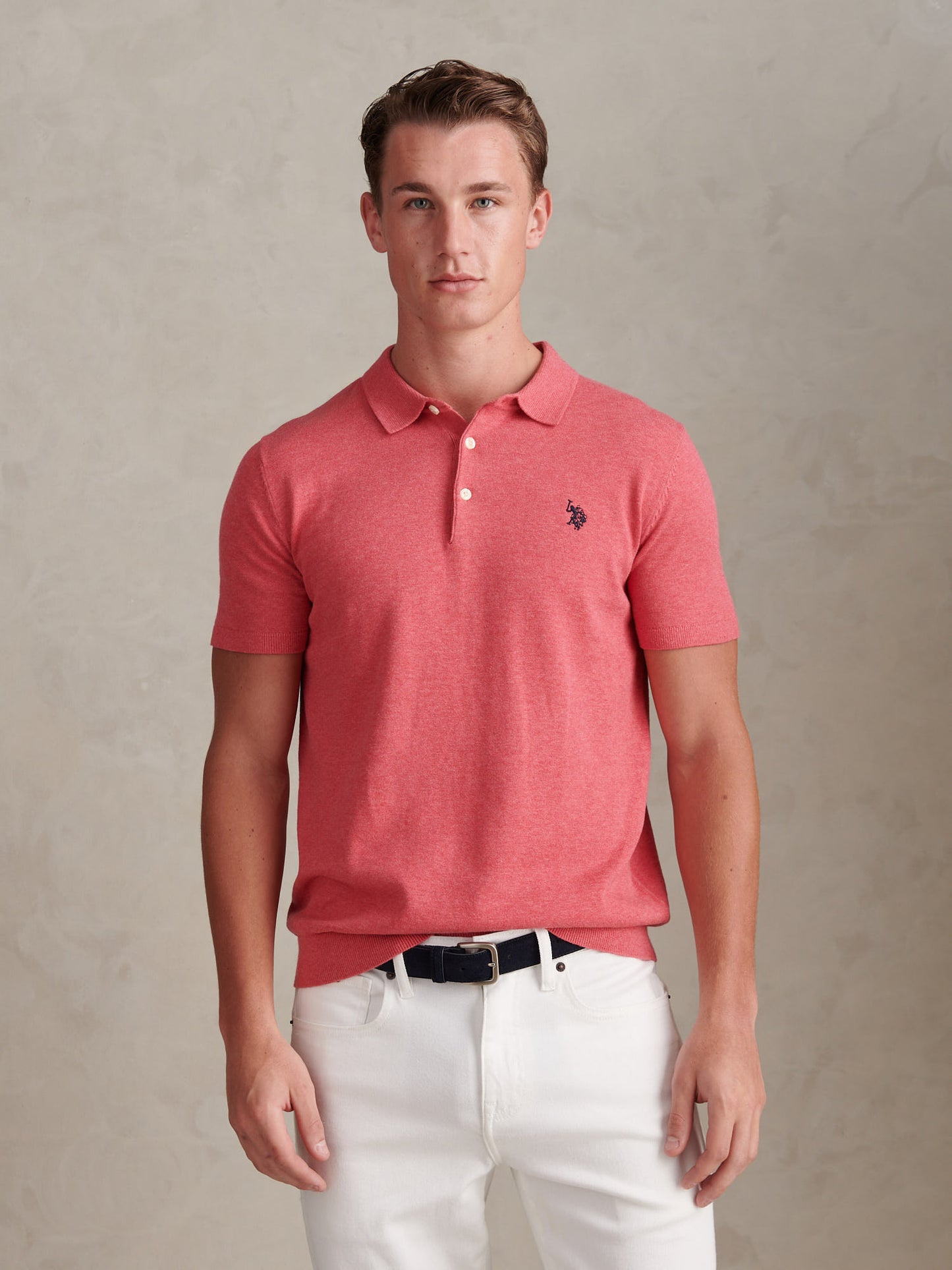 Mens Combed Cotton Polo Shirt Slate Rose Marl