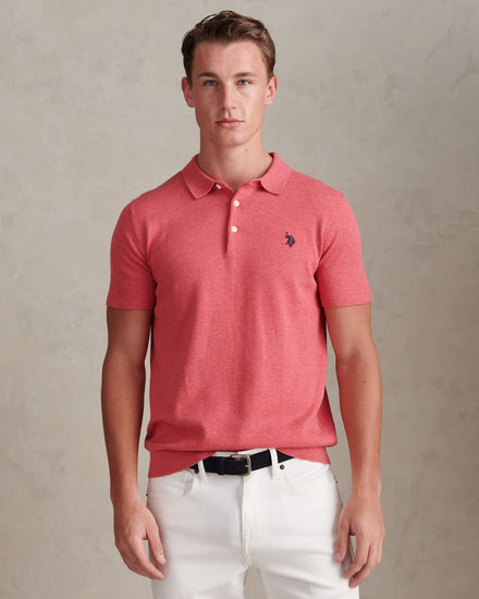 Mens Combed Cotton Polo Shirt Slate Rose Marl