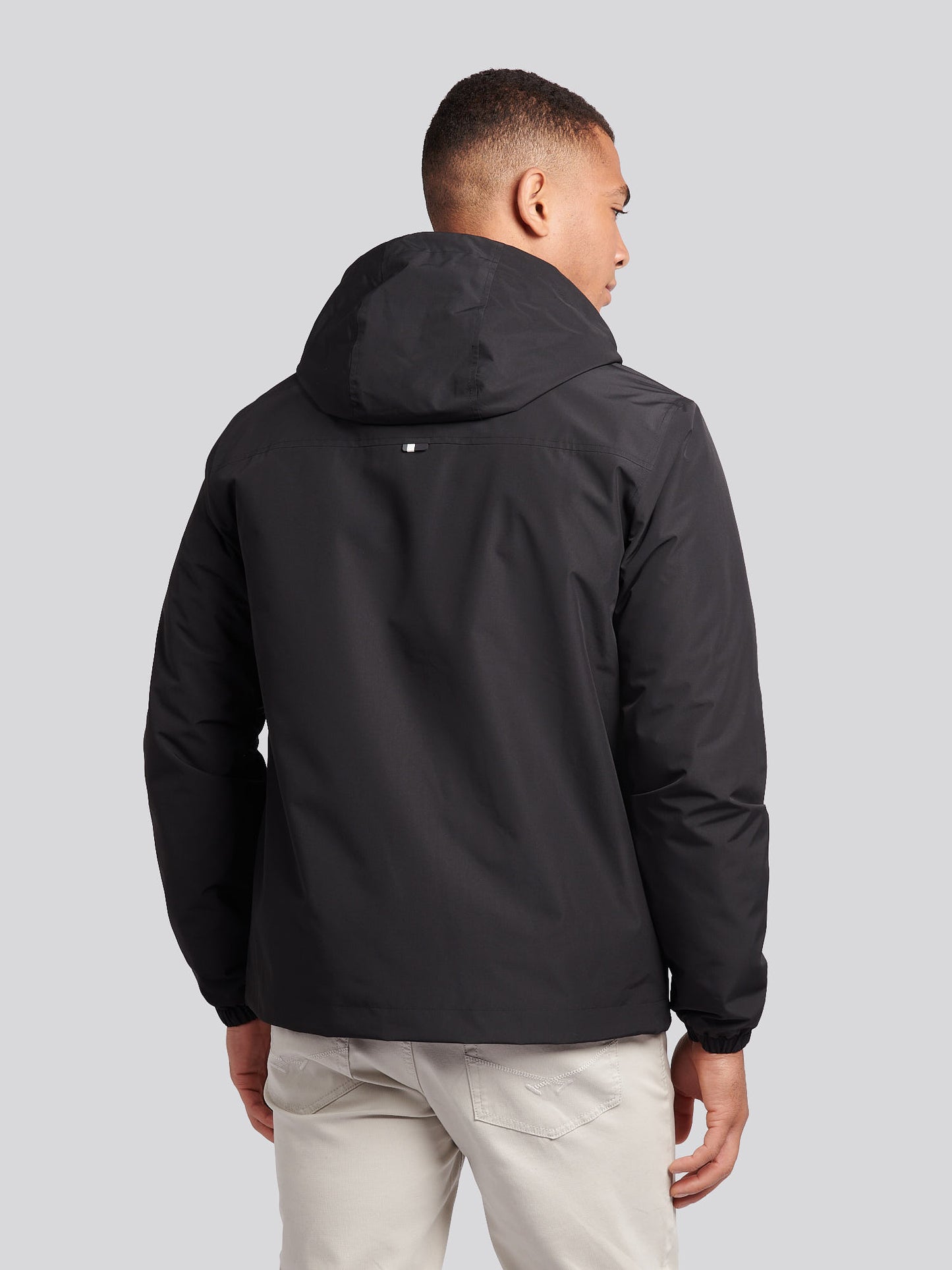 Mens Fleece Lined Windbreaker Jacket in Black Bright White DHM