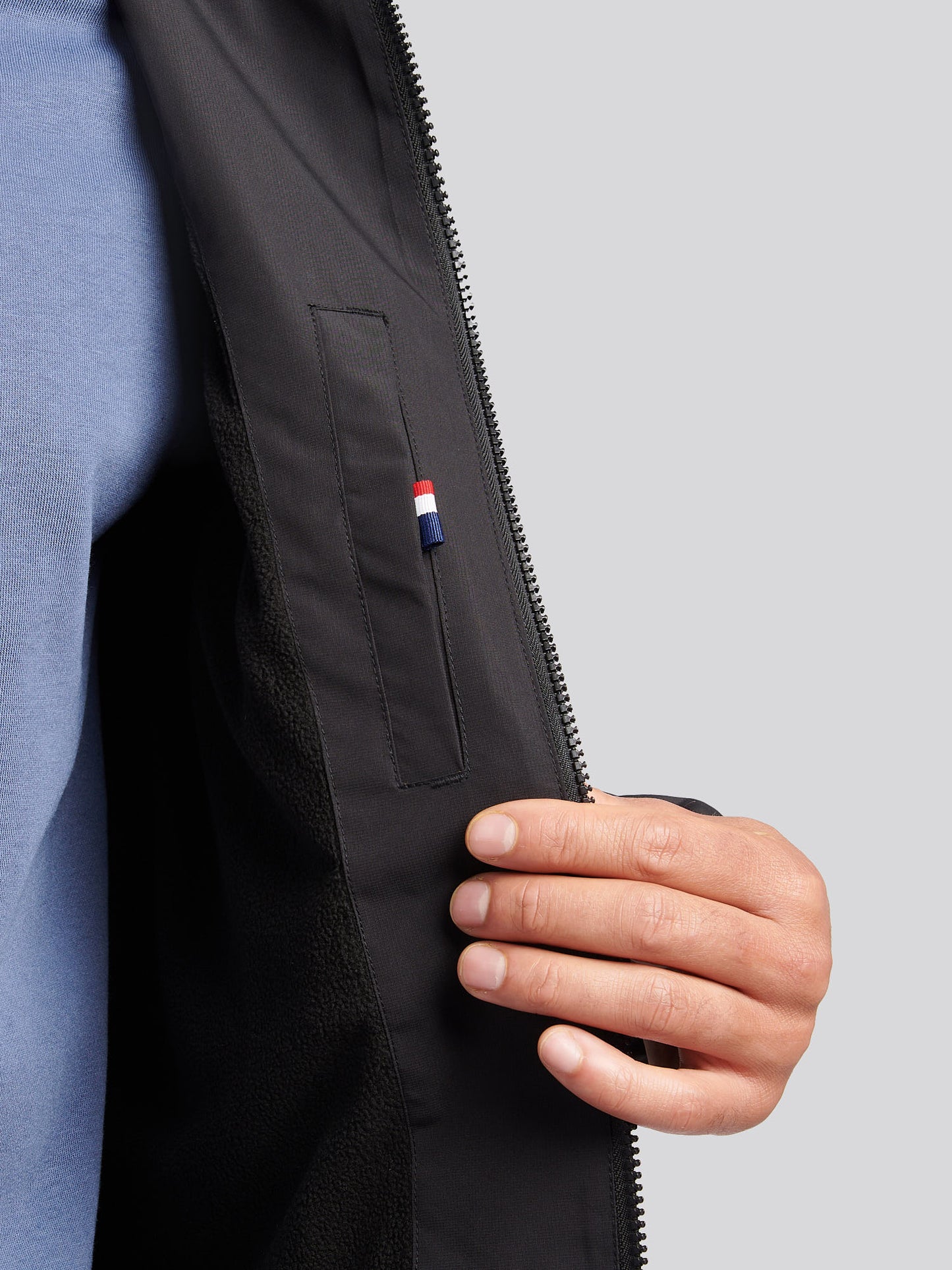 Mens Fleece Lined Windbreaker Jacket in Black Bright White DHM