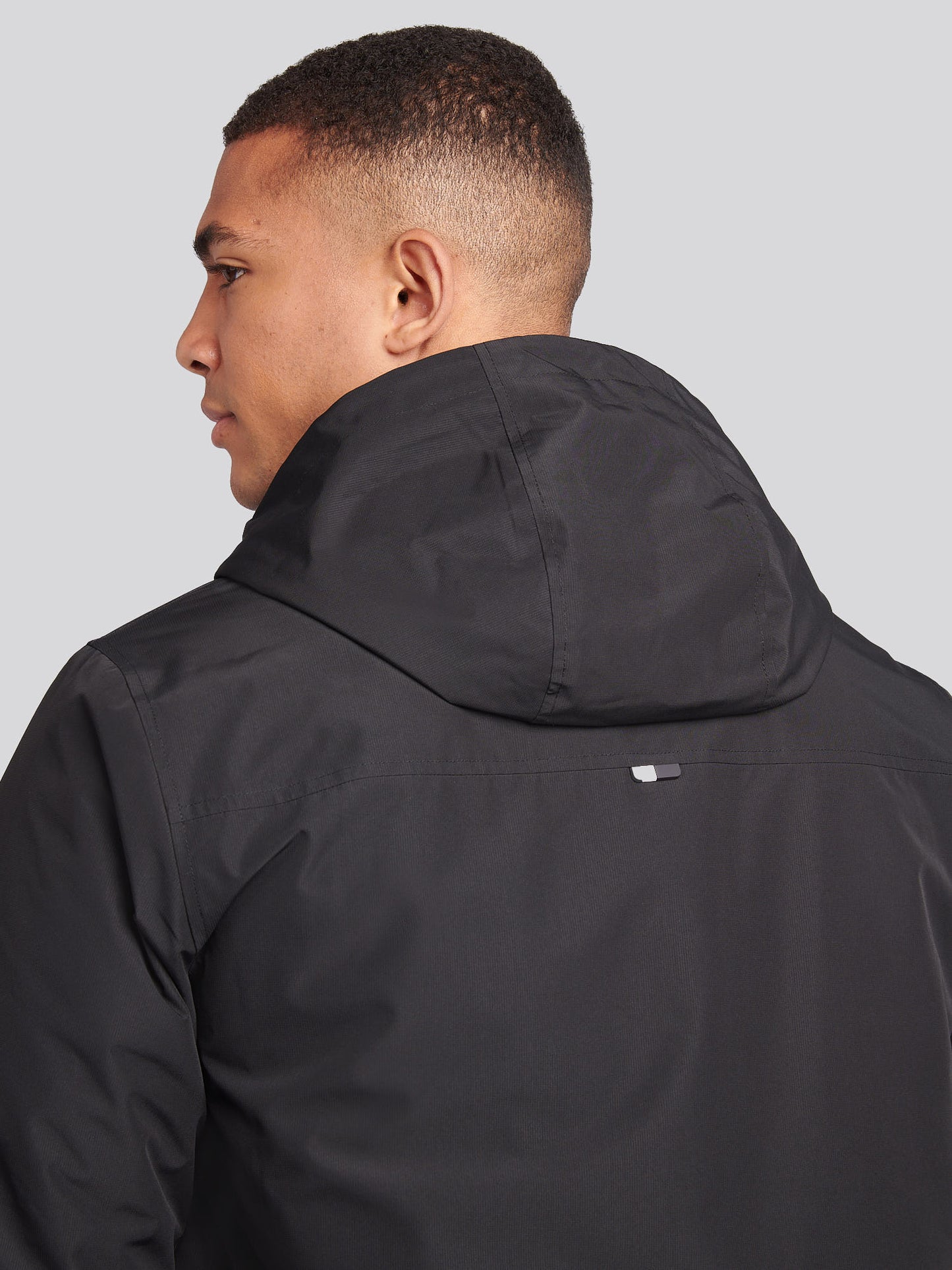 Mens Fleece Lined Windbreaker Jacket in Black Bright White DHM