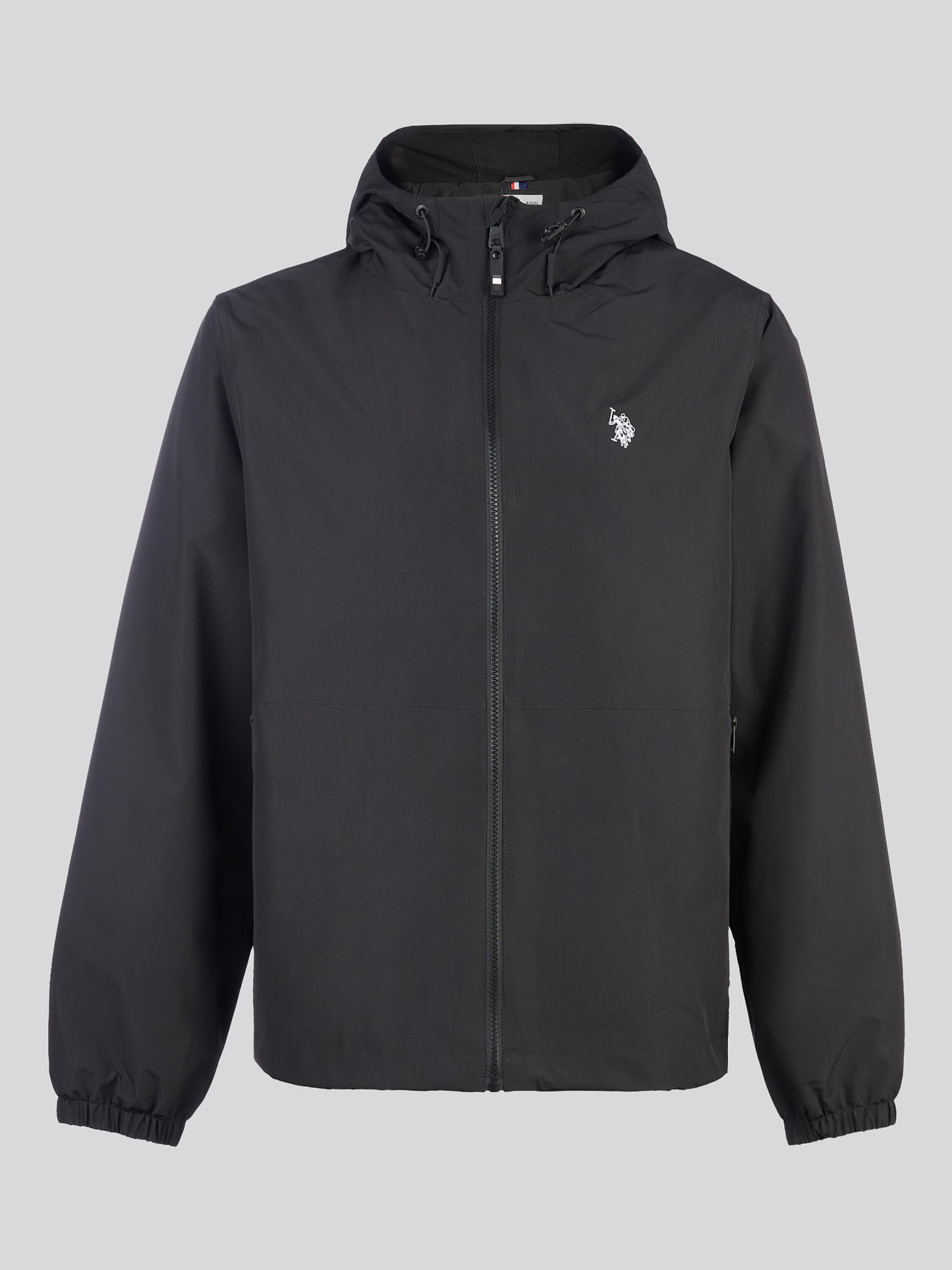 Mens Fleece Lined Windbreaker Jacket in Black Bright White DHM