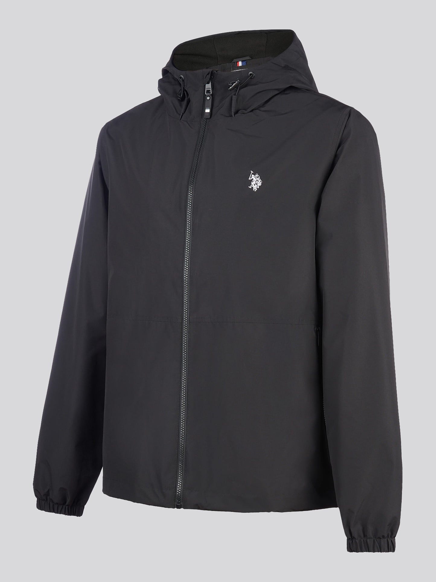 Mens Fleece Lined Windbreaker Jacket in Black Bright White DHM