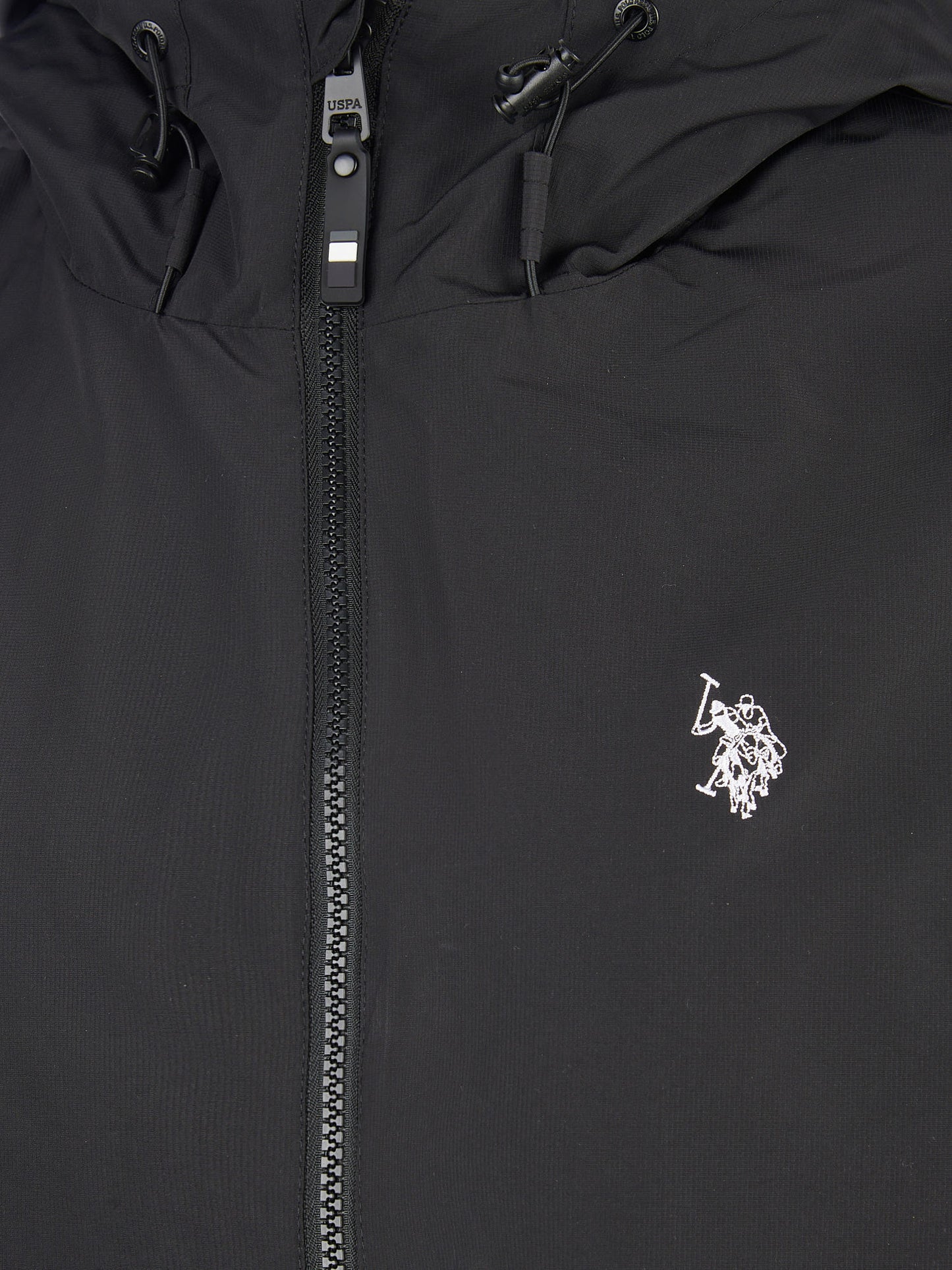 Mens Fleece Lined Windbreaker Jacket in Black Bright White DHM