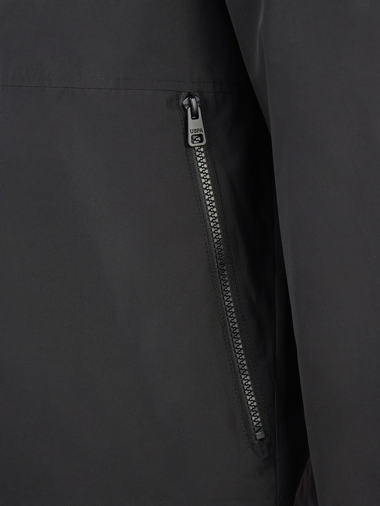 Mens Fleece Lined Windbreaker Jacket in Black Bright White DHM