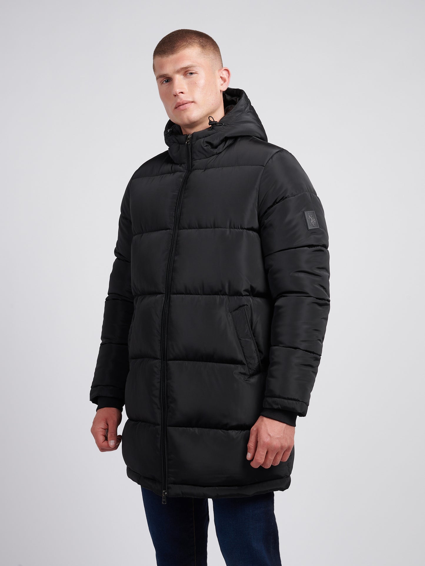 Mens Classic Longlined Puffer Jacket in Black