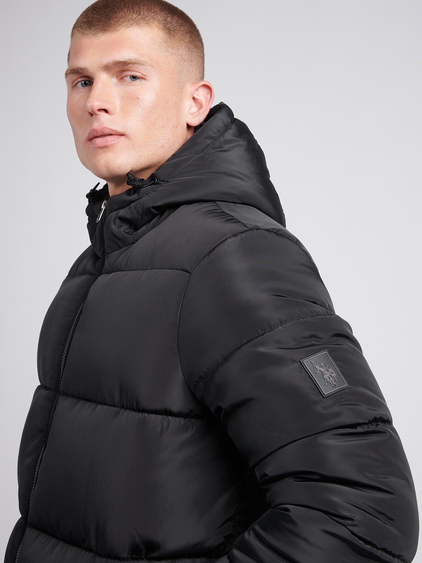 Mens Classic Longlined Puffer Jacket in Black