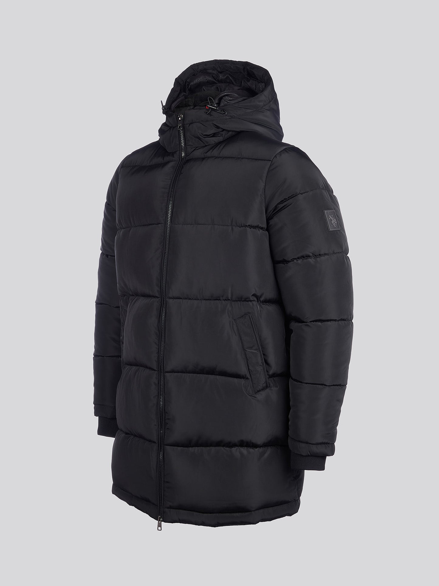 Mens Classic Longlined Puffer Jacket in Black
