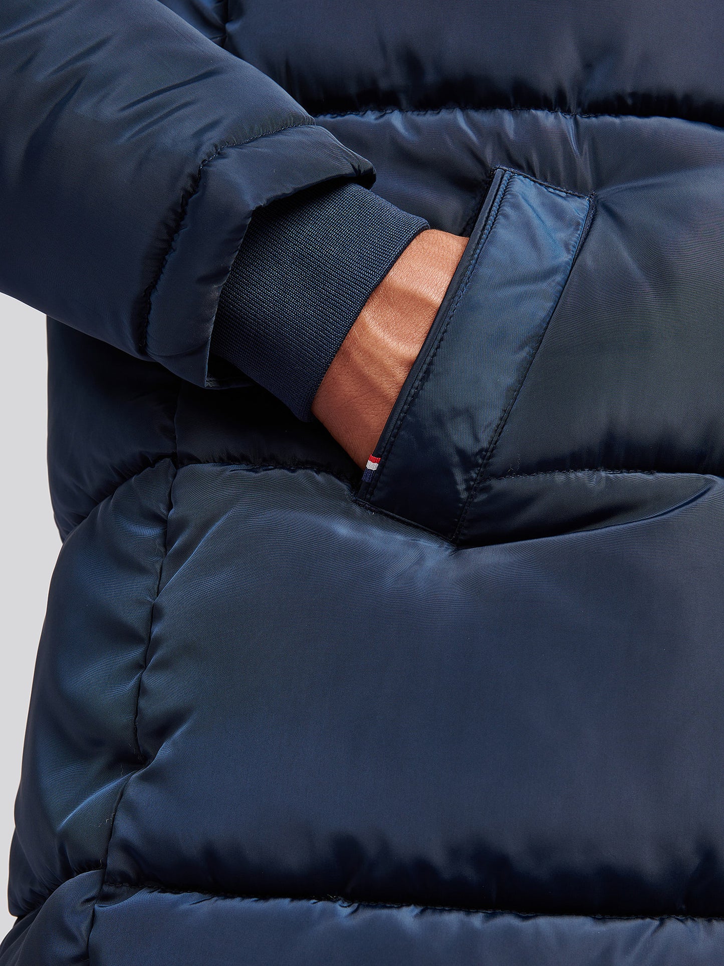 Mens Classic Longlined Puffer Jacket in Dark Sapphire Navy