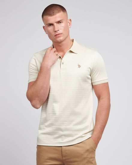 Mens Textured Polo Shirt in Moonstruck