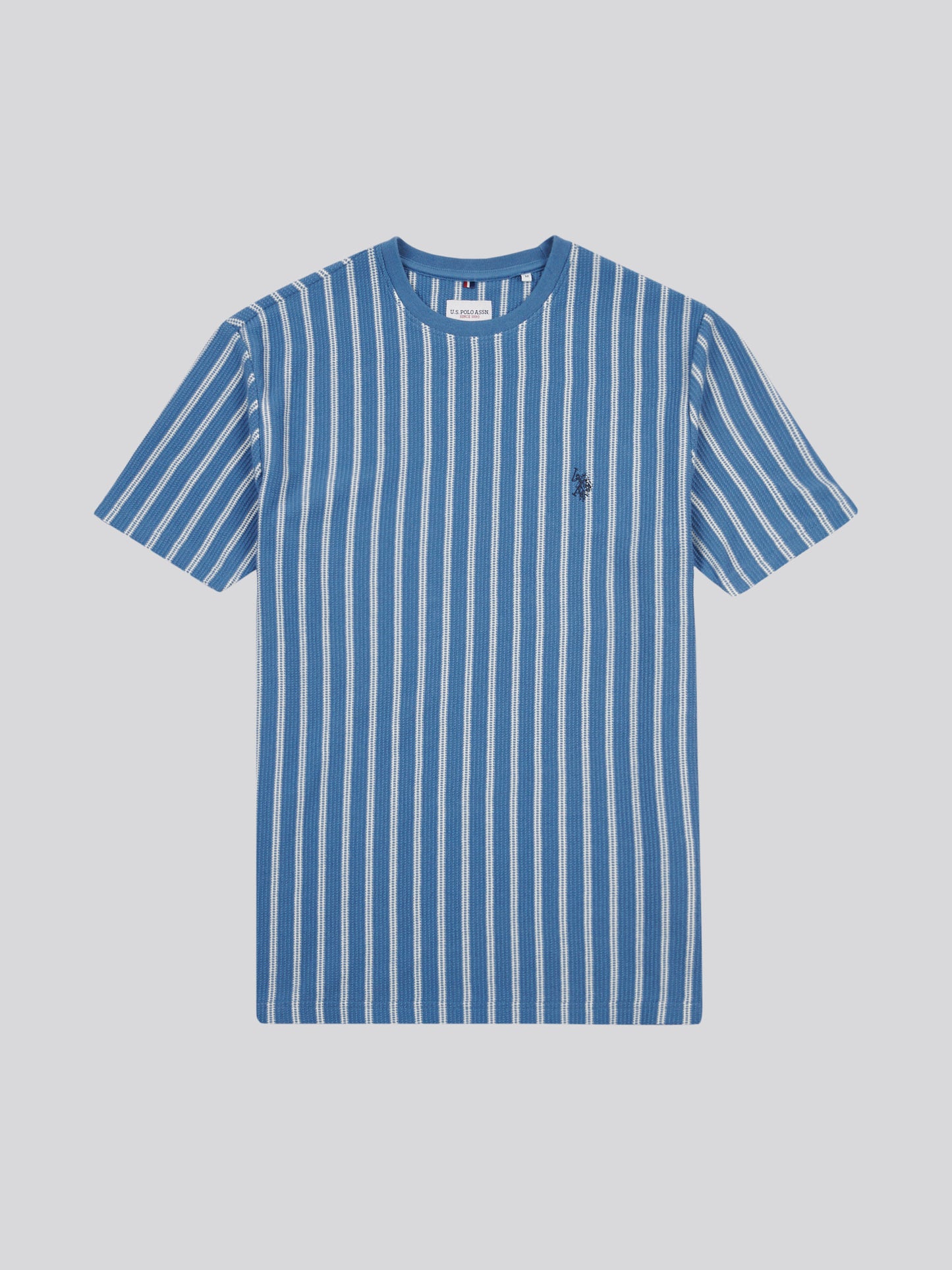 Mens Vertical Textured T-Shirt in Blue Horizon