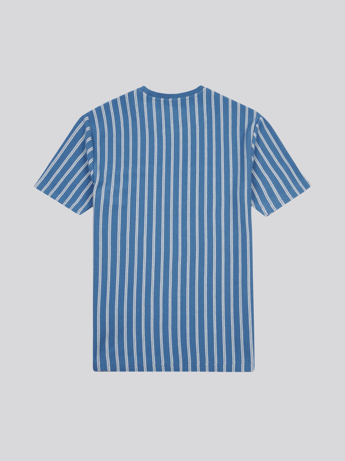 Mens Vertical Textured T-Shirt in Blue Horizon