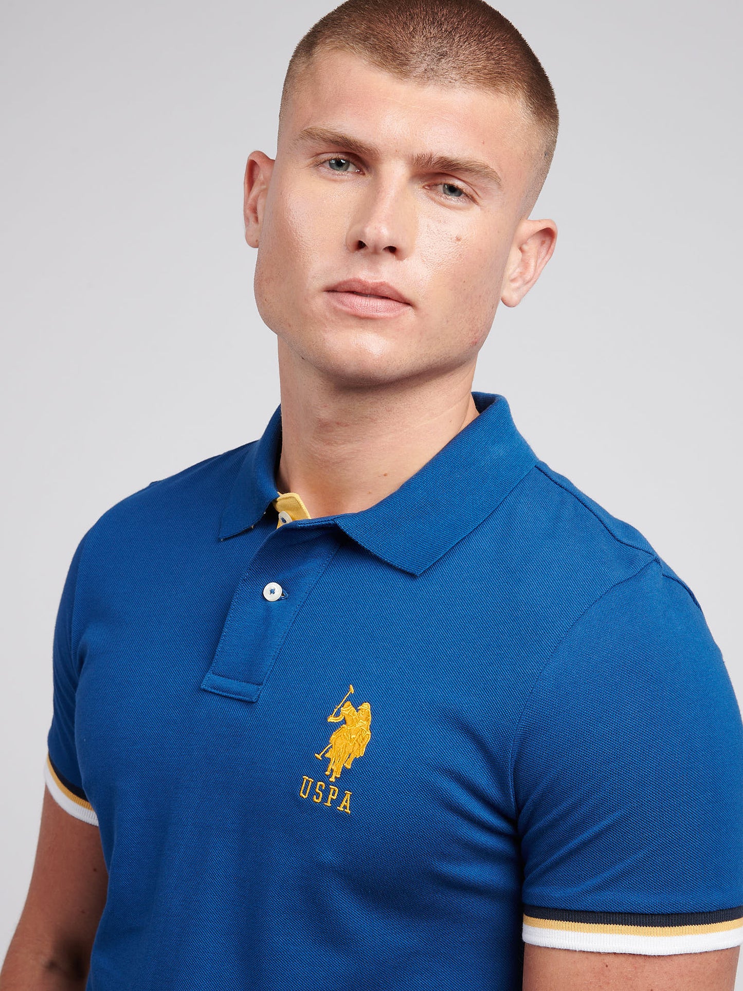 Mens Pop Colour Pique Polo Shirt in Navy Peony