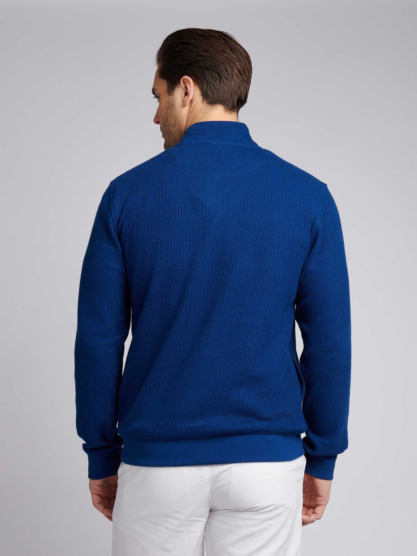 Mens French Rib ¼ Zip Sweatshirt in Navy Peony