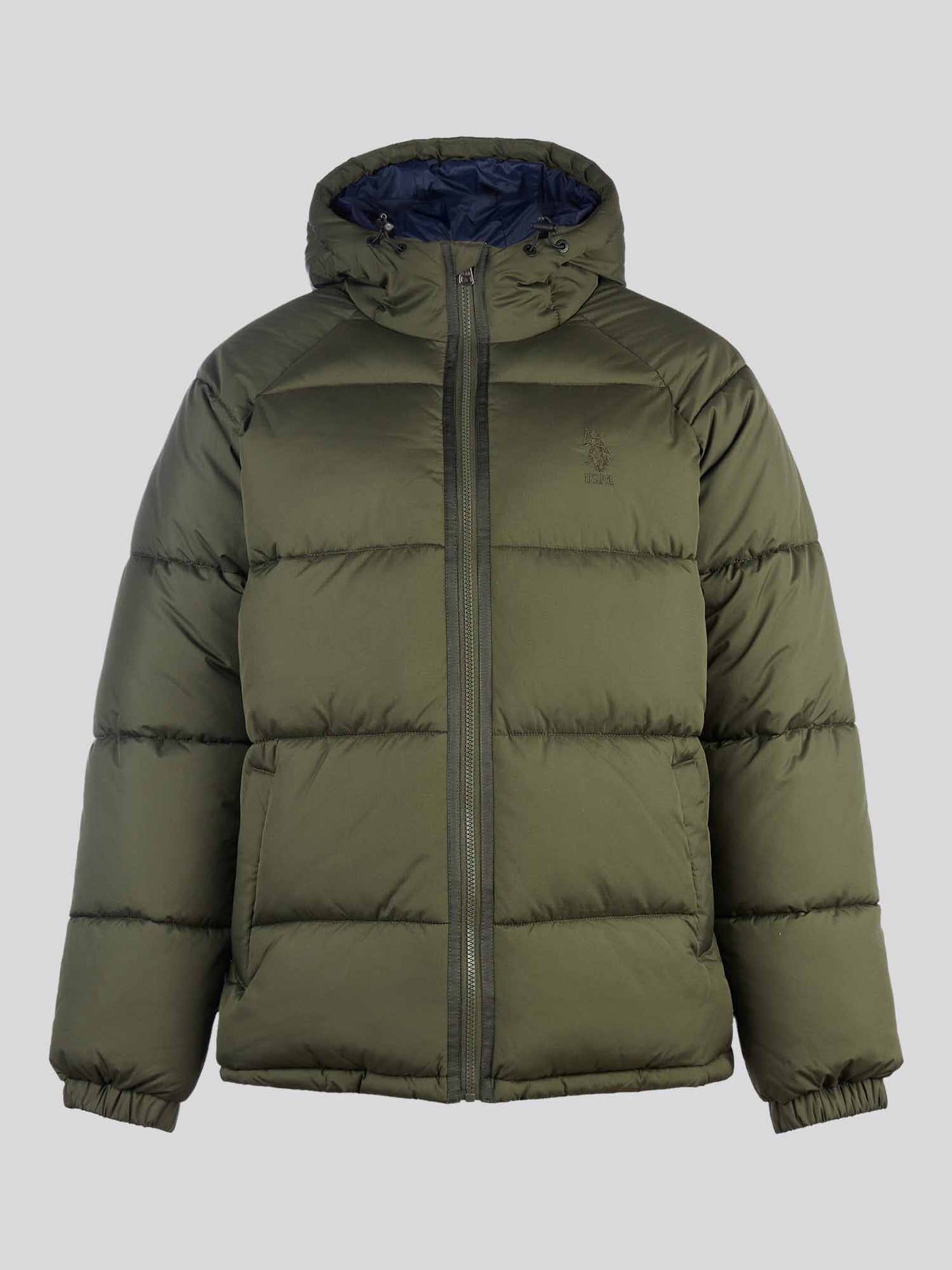 Mens Ripstop Hooded Puffer Jacket in Forest Night