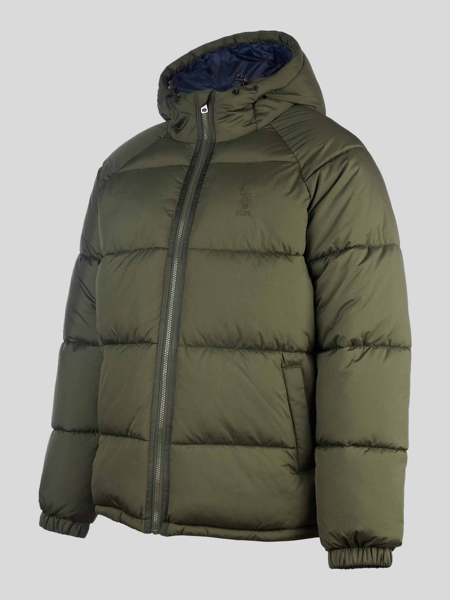 Mens Ripstop Hooded Puffer Jacket in Forest Night