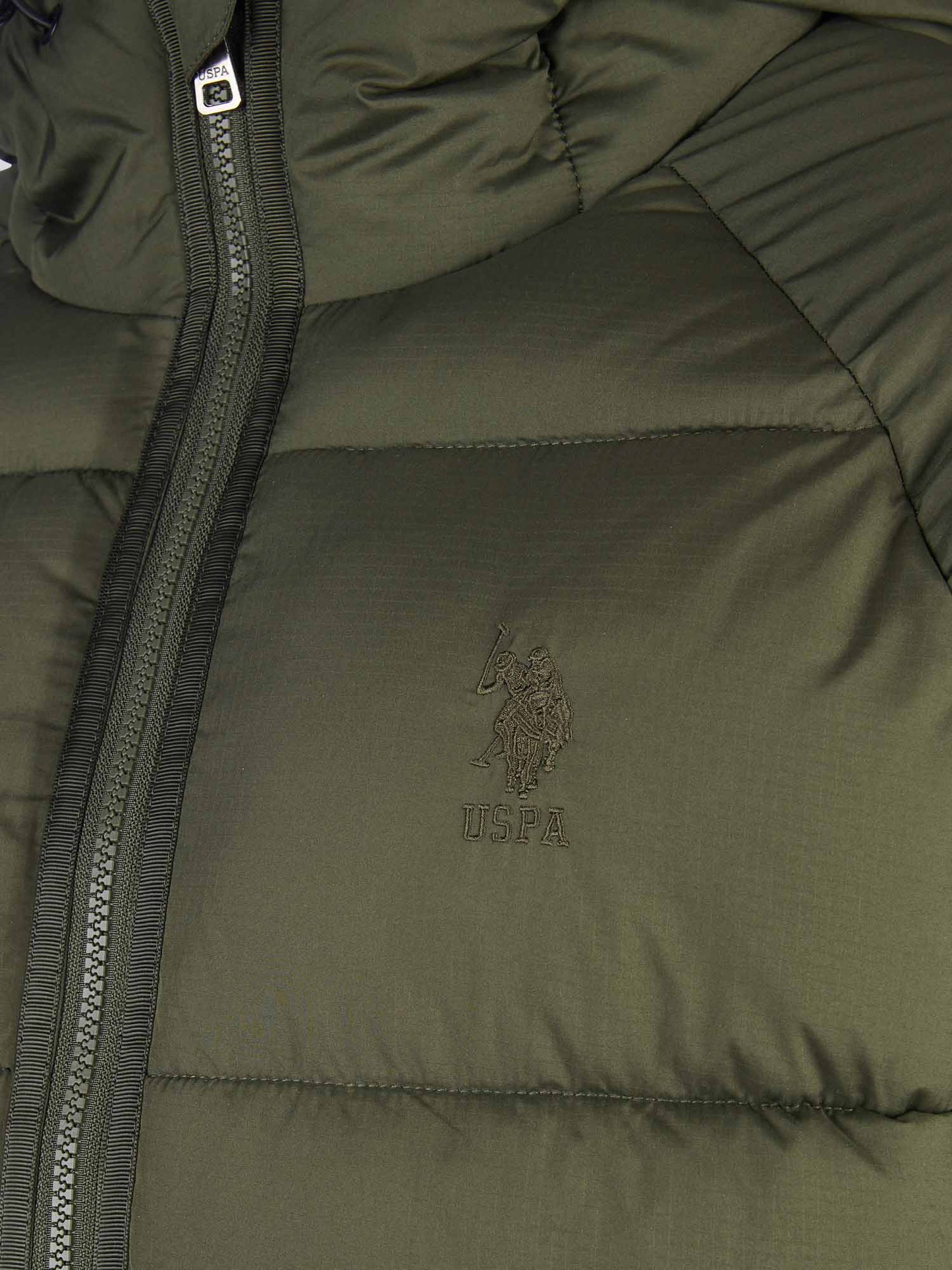 Mens Ripstop Hooded Puffer Jacket in Forest Night