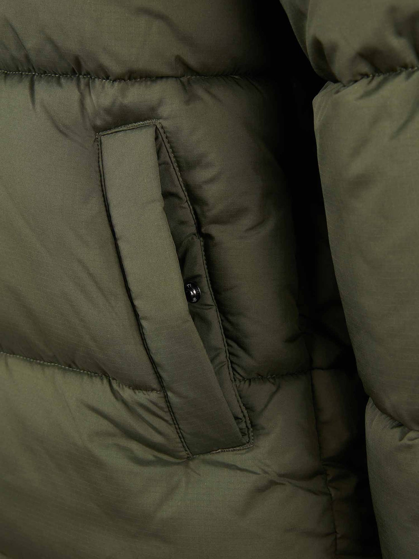 Mens Ripstop Hooded Puffer Jacket in Forest Night