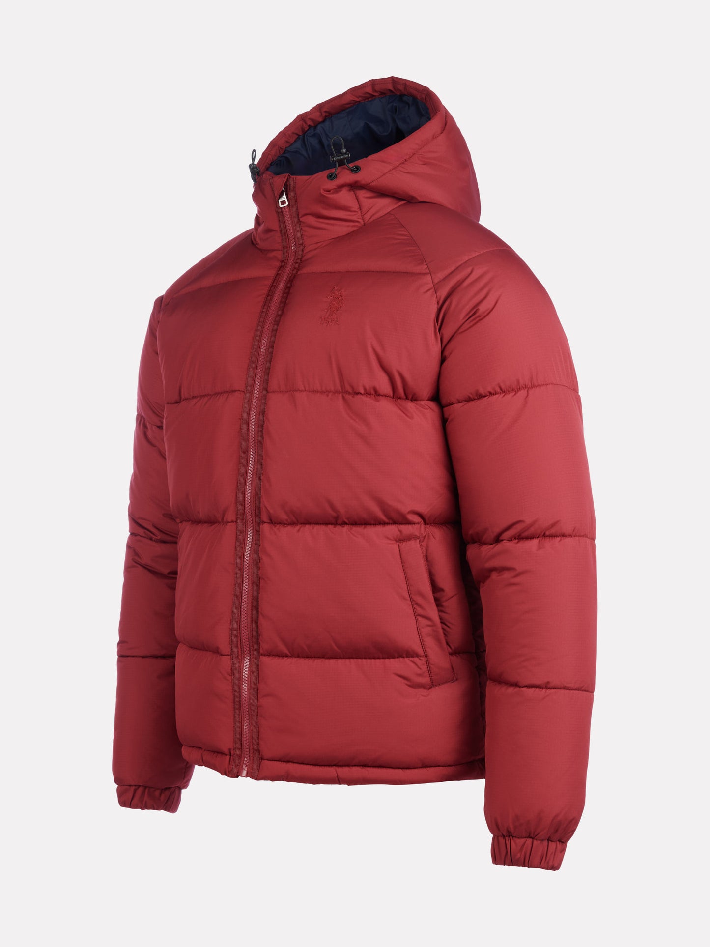 Mens Ripstop Hooded Puffer Jacket in Tibetan Red