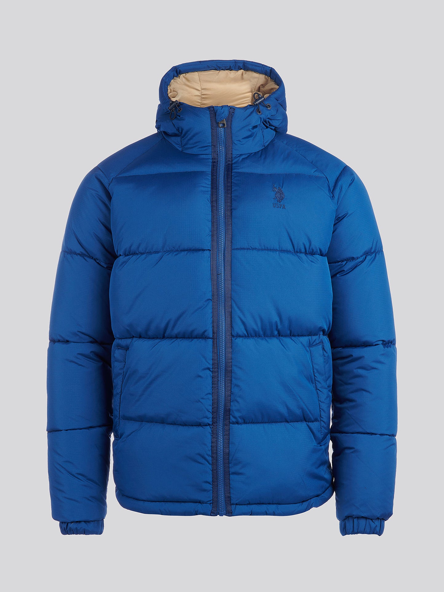 Mens Ripstop Hooded Puffer Jacket in Navy Peony