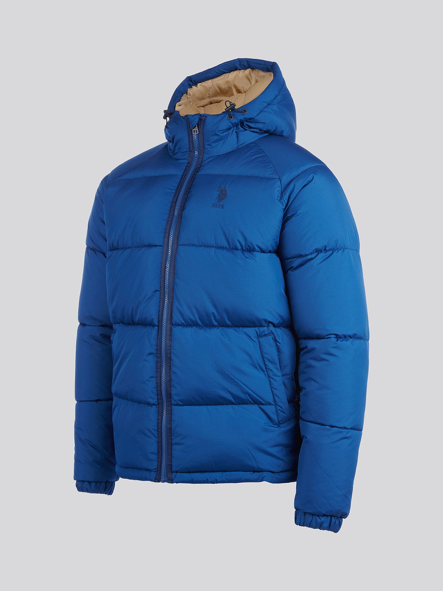 Mens Ripstop Hooded Puffer Jacket in Navy Peony