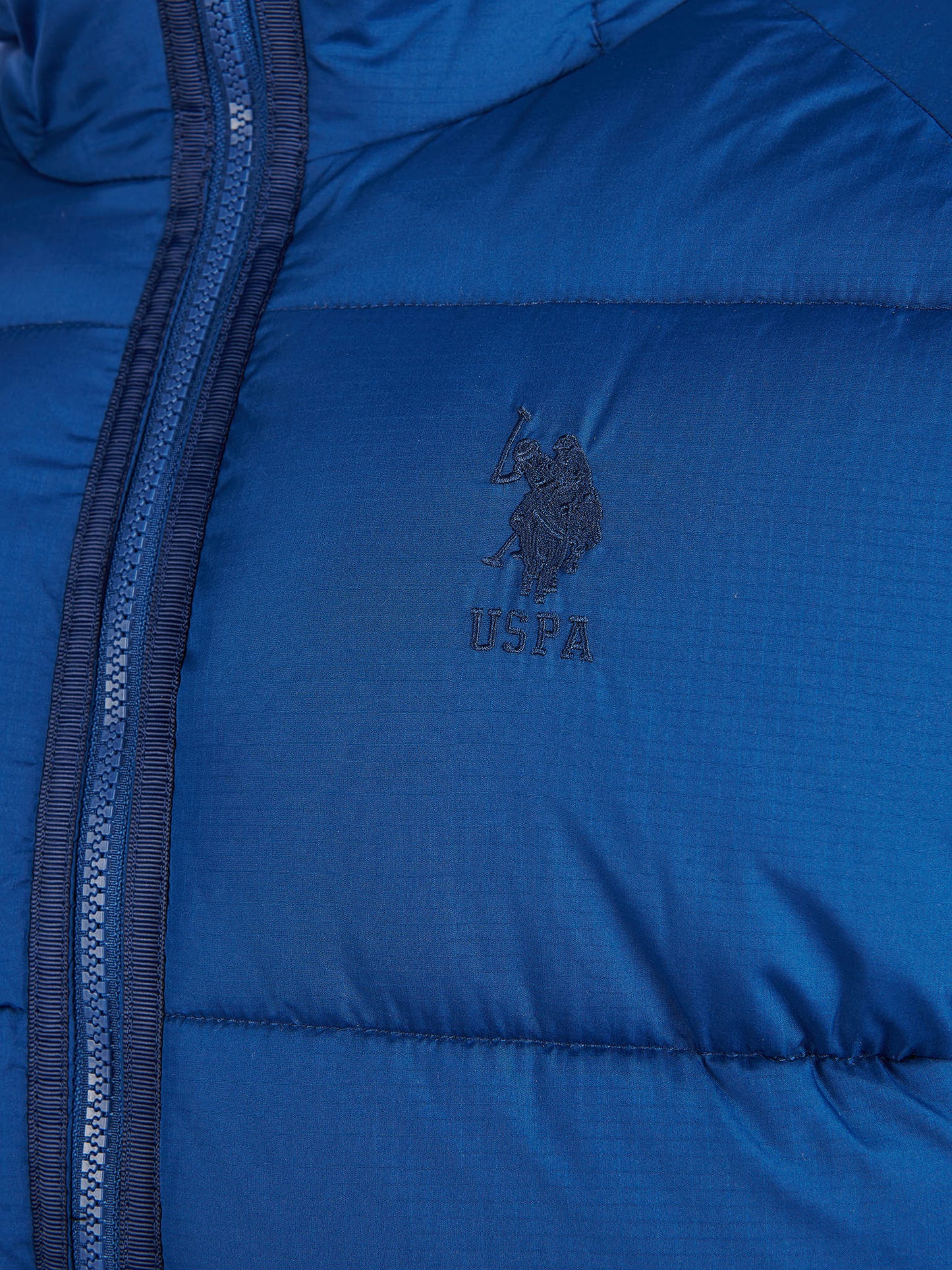 Mens Ripstop Hooded Puffer Jacket in Navy Peony