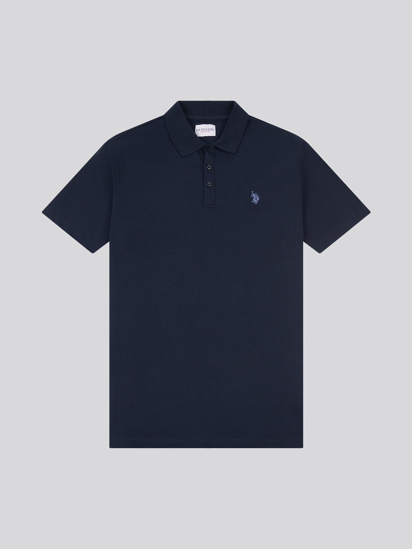 Mens Double Horsemen Jersey Polo Shirt in Dark Sapphire Navy / Moonlight Blue DHM