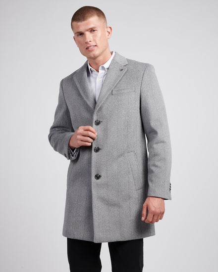 Mens Herringbone Coat in Ebony Windsor Wine DHM
