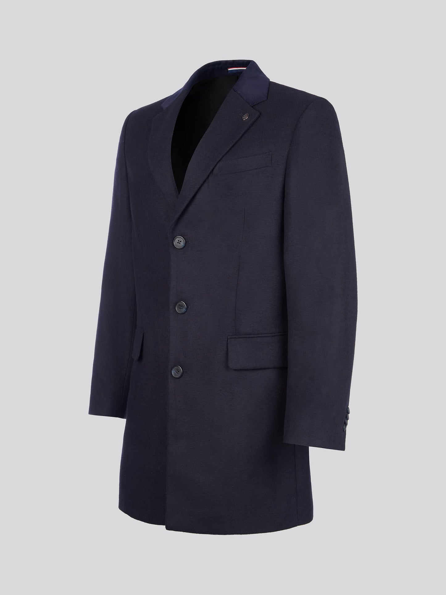 Mens Notch Overcoat in Dark Sapphire Navy
