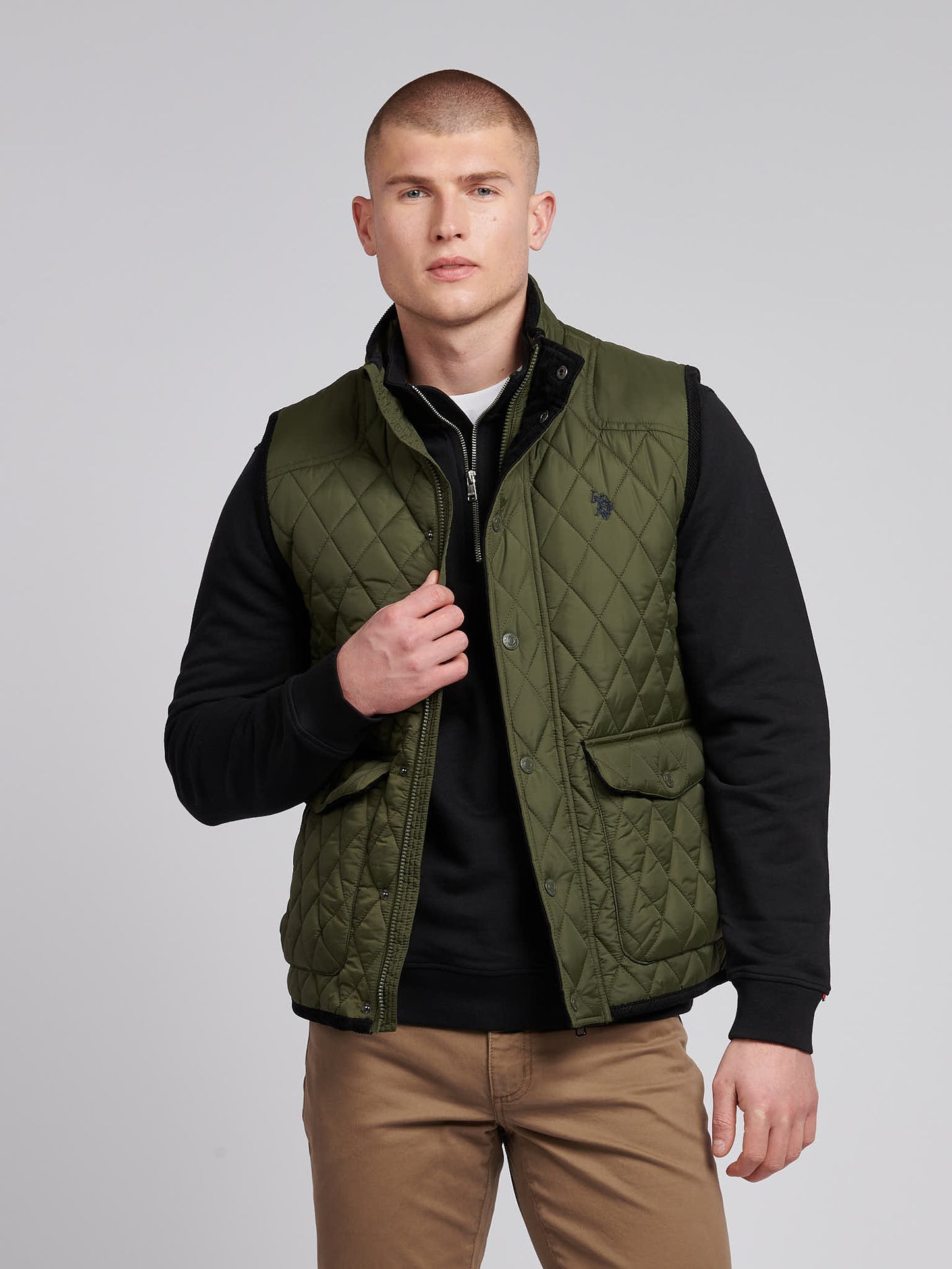 Mens Quilted Hacking Gilet in Forest Night