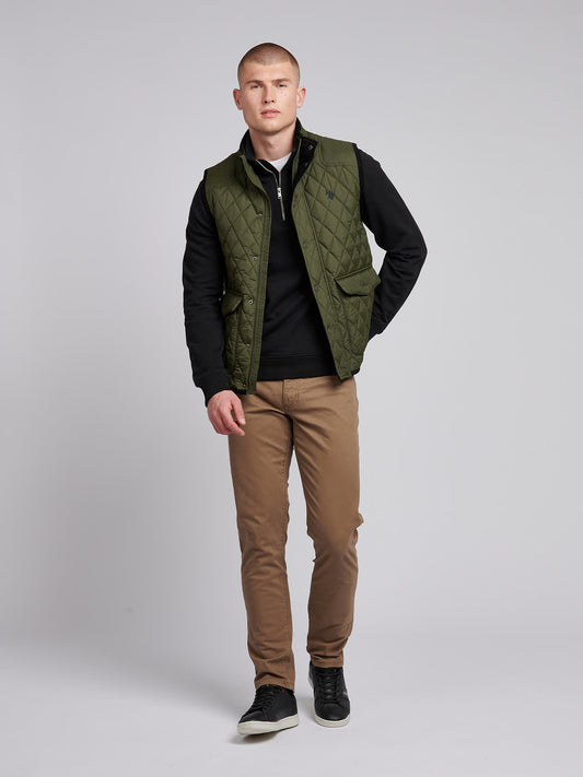 Mens Quilted Hacking Gilet in Forest Night