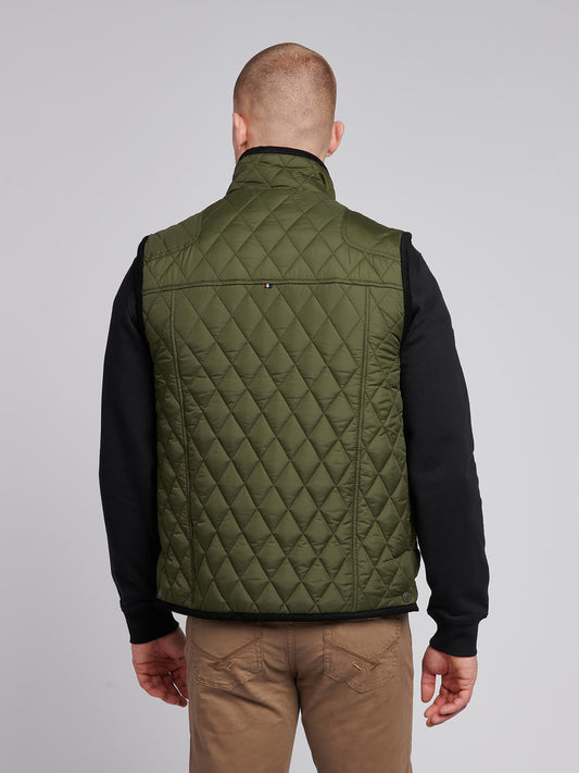 Mens Quilted Hacking Gilet in Forest Night
