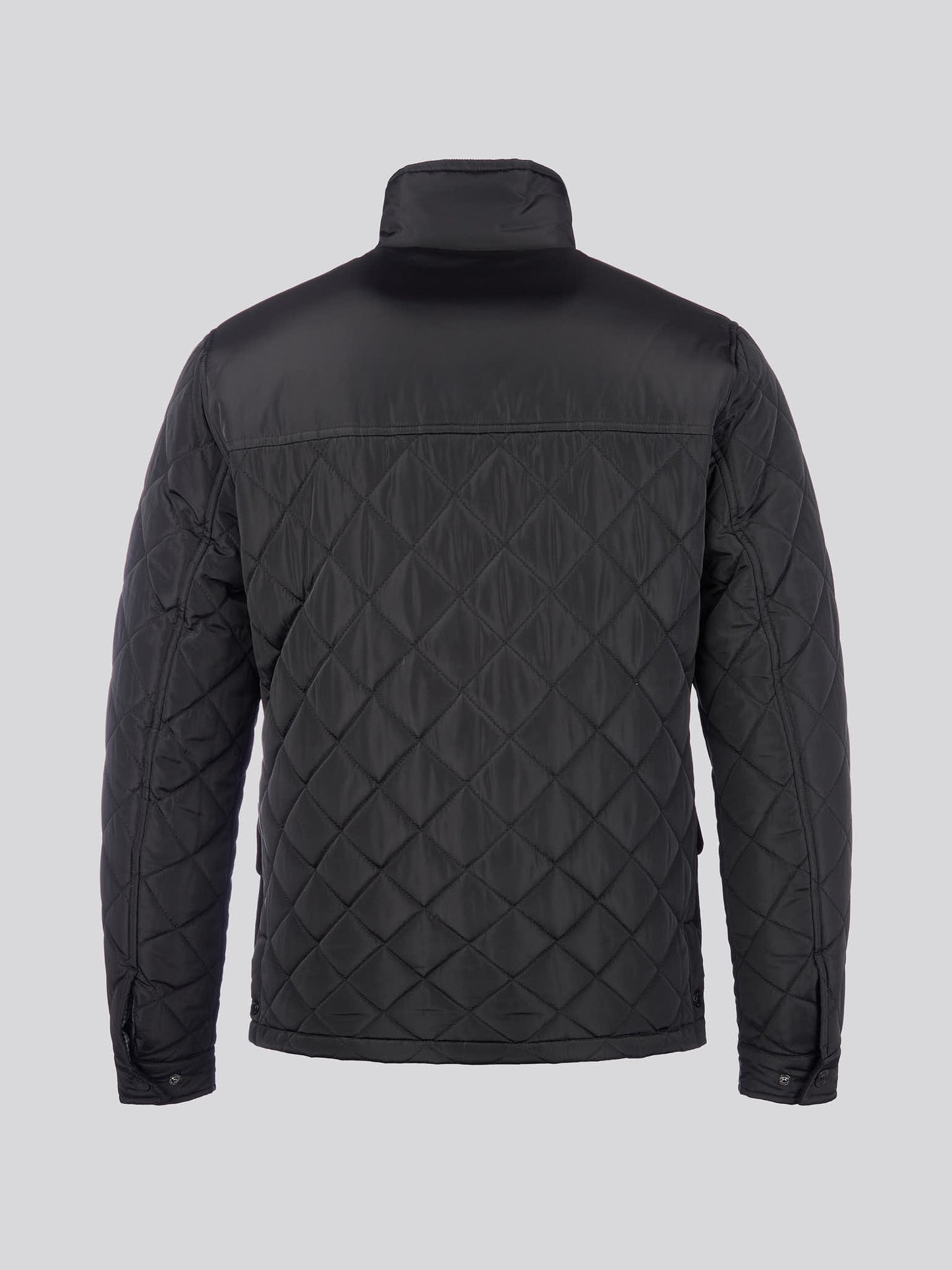 Mens Diamond Quilted Funnel Jacket in Black