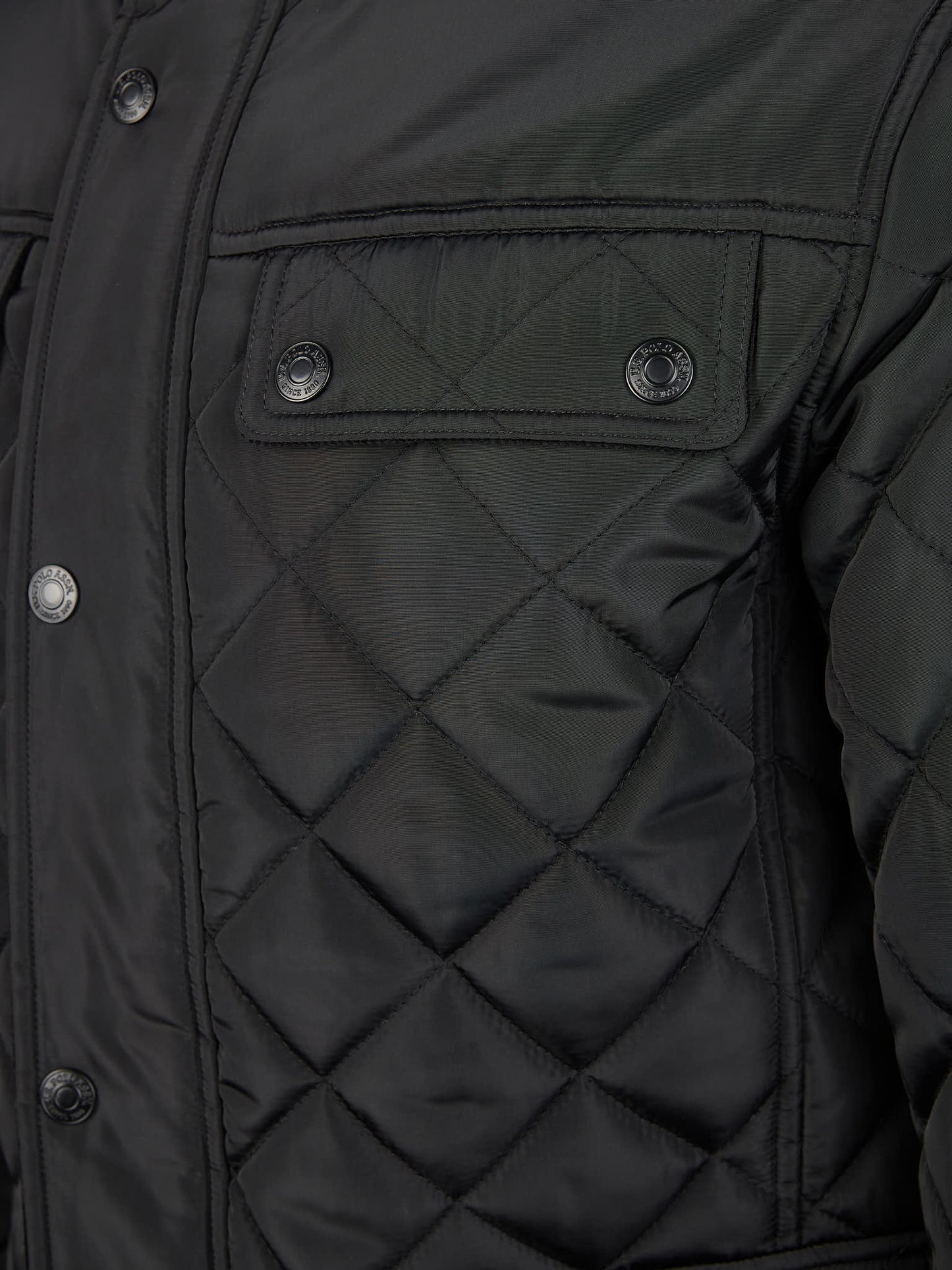 Mens Diamond Quilted Funnel Jacket in Black