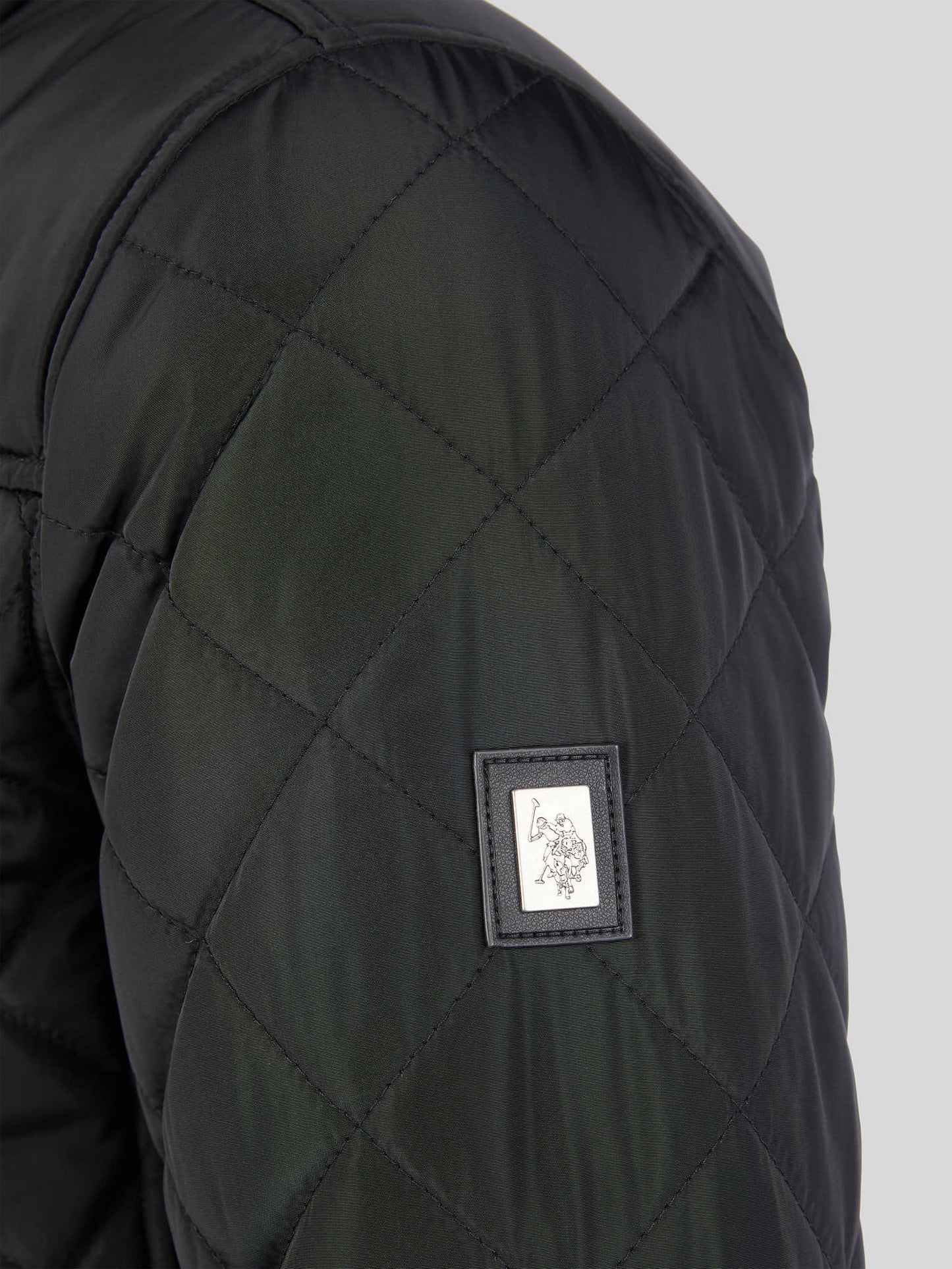 Mens Diamond Quilted Funnel Jacket in Black