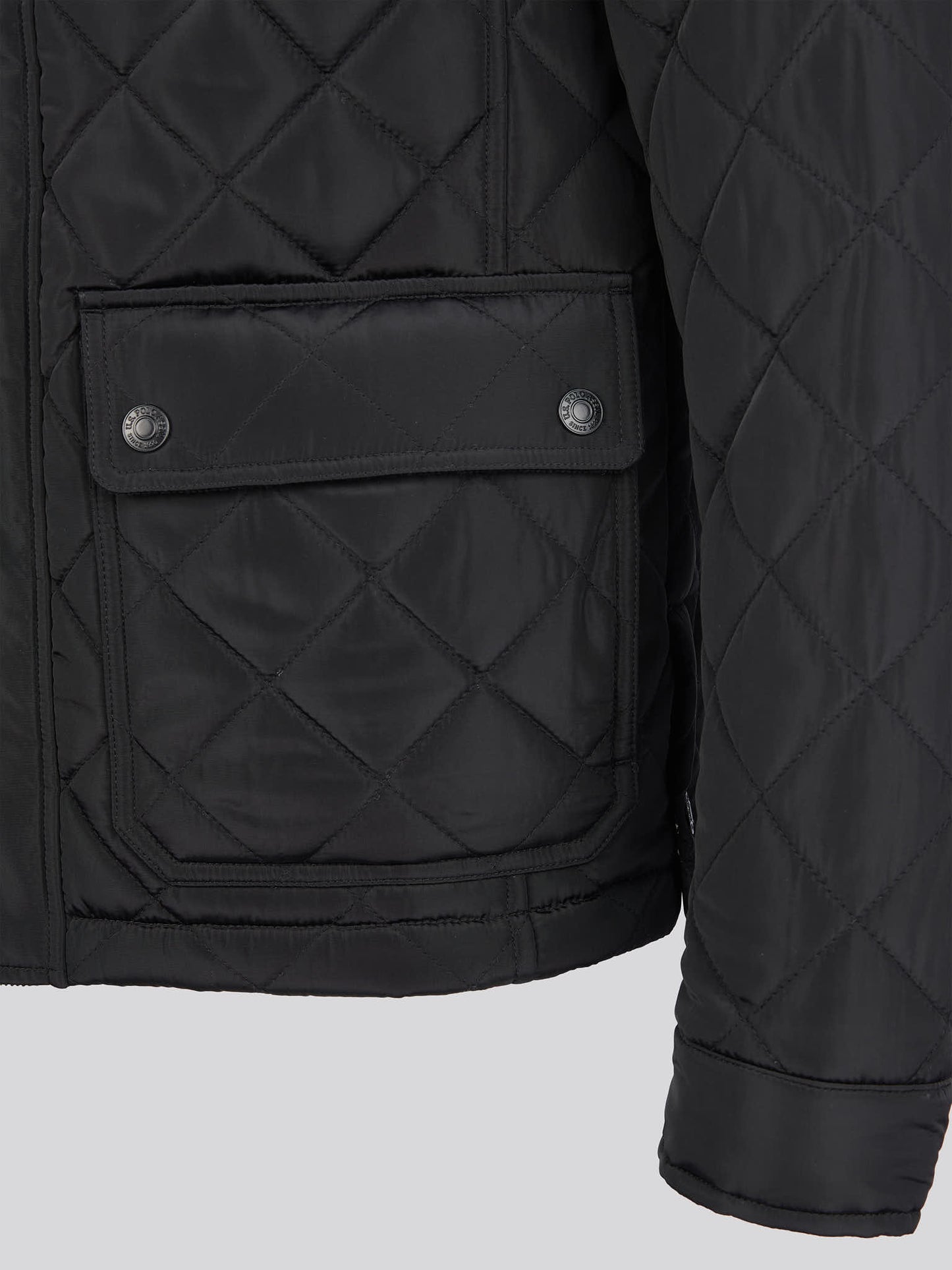 Mens Diamond Quilted Funnel Jacket in Black