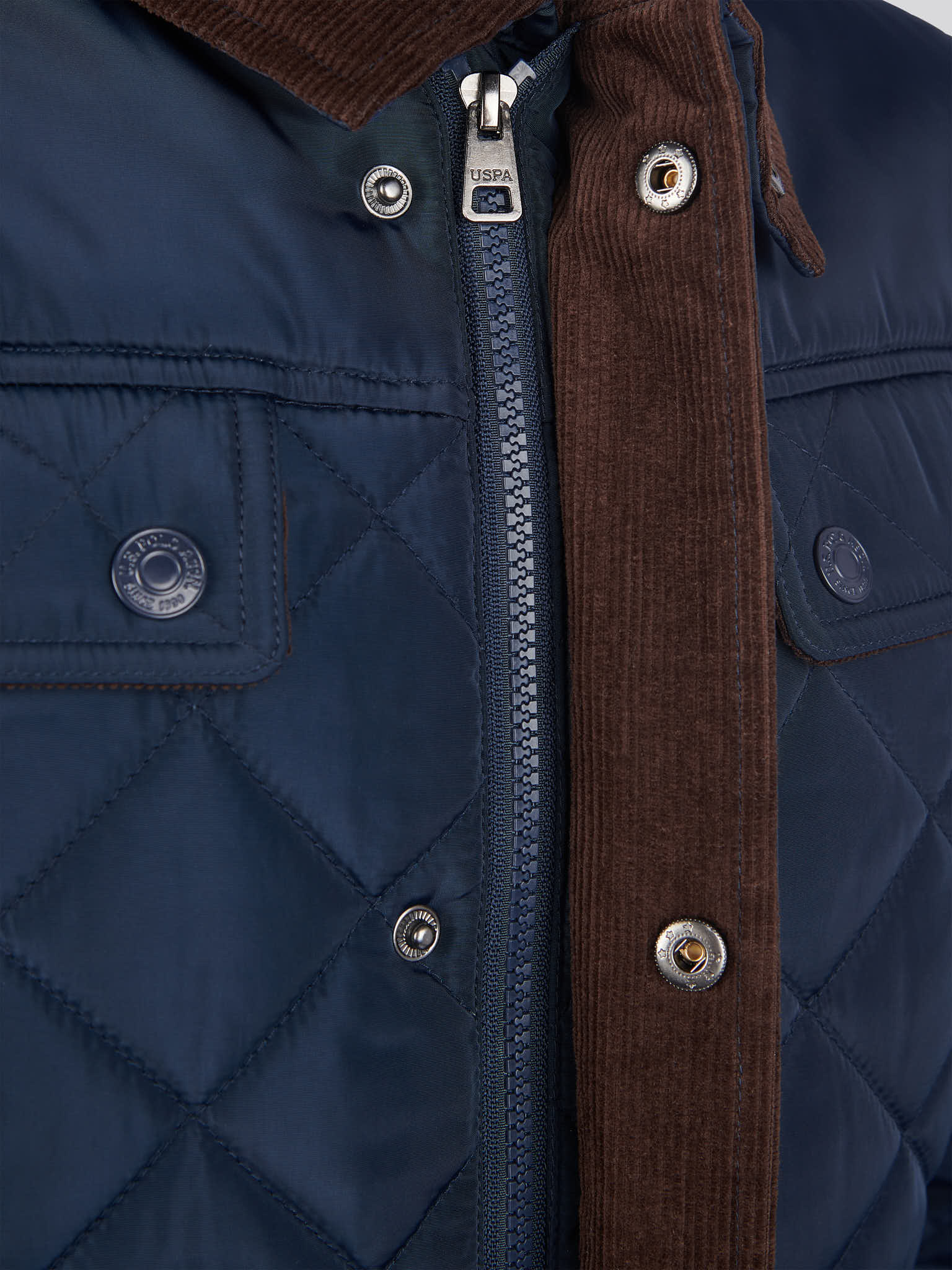 U.S. POLO ASSN. Jacket ネイビーキルティングジャケット S Mens Diamond Quilted Funnel Jacket in Dark Sapphire Navy