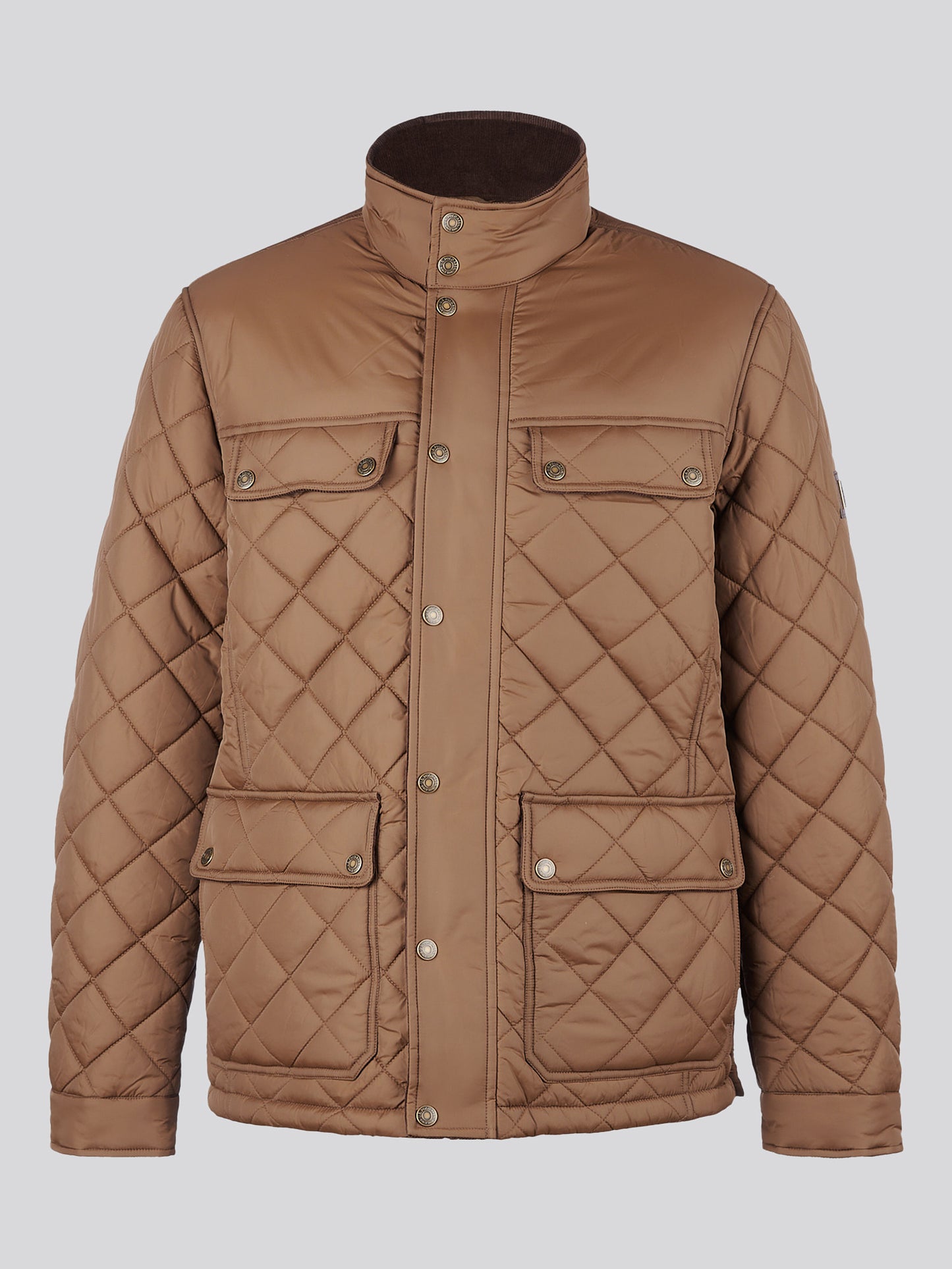 Mens Diamond Quilted Funnel Jacket in Cocoa